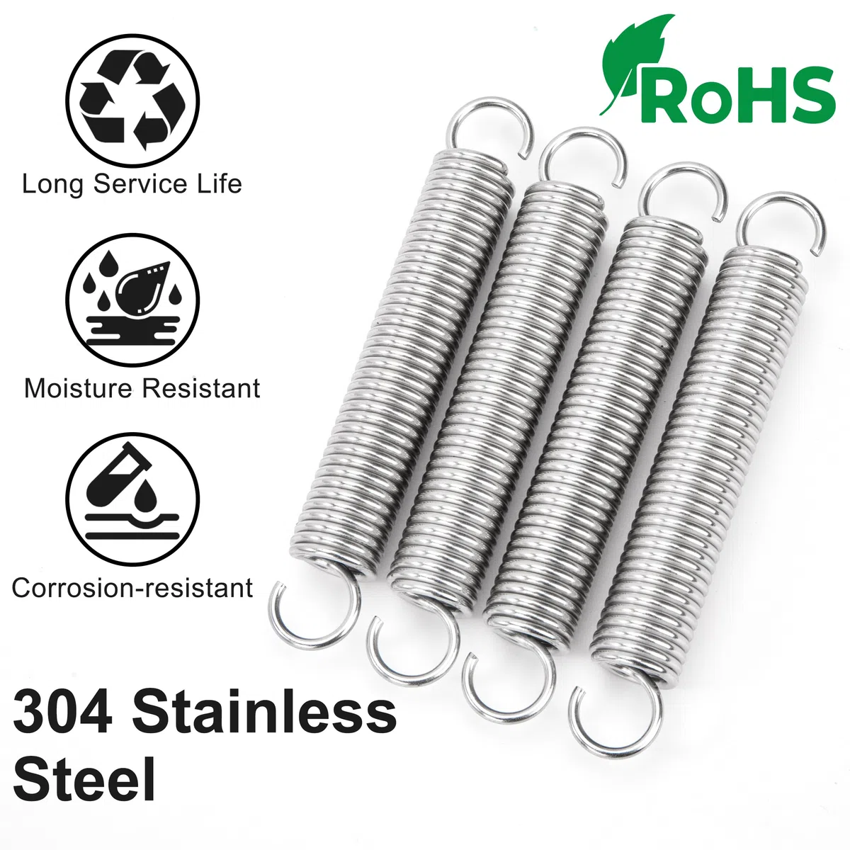 Resortes de Extensión 90mm Muelles de Tensión con Gancho Muelle de Acero Inoxidable Diámetro Exterior 14mm Diámetro Alambre 1,8 mm Fuerza Resorte 7,60KG 4 Piezas
