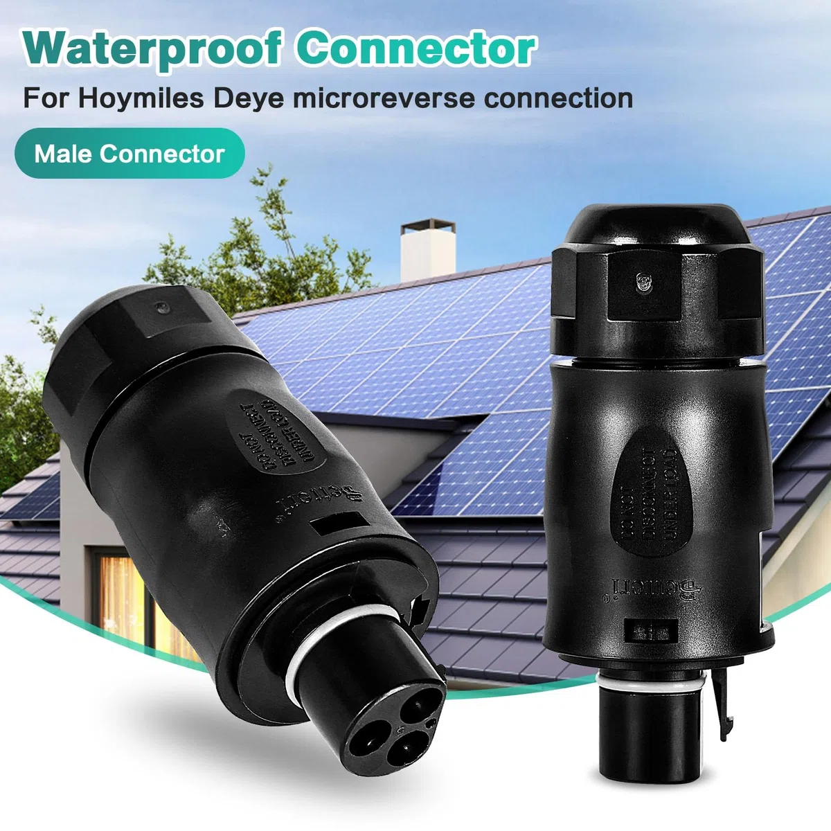 Jadeshay Conector Solar,Betteri BC01 Conector de Alimentación Macho IP68 Impermeable Conector de Cable 3 Pines para Microinversores Hoymiles Deye
