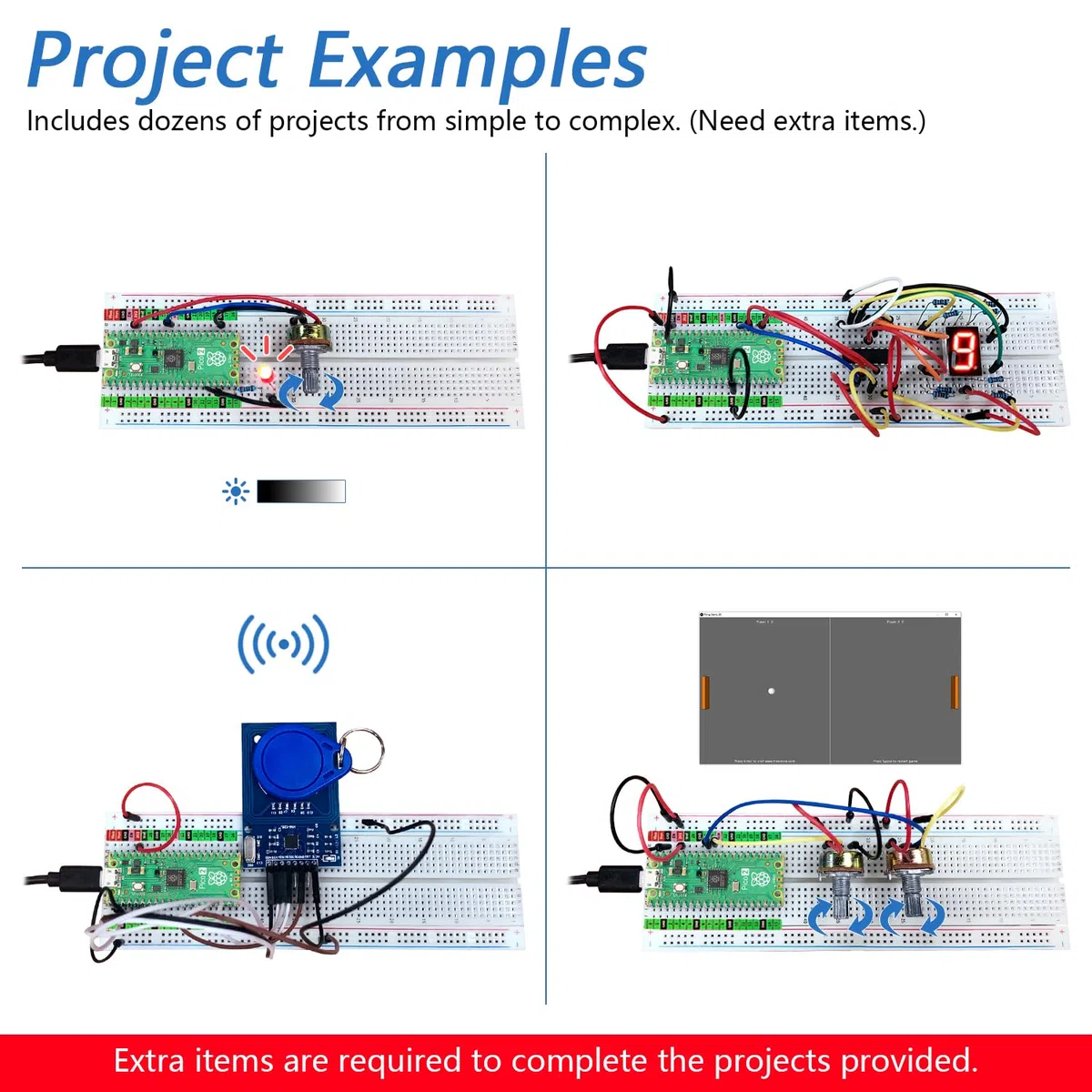Freenove Raspberry Pi Pico 2 Board Pre-Soldered Header, Dual Arm Cortex-M33 and Dual Hazard3 RISC-V Microcontroller, Development Board, Tutorial Example Projects