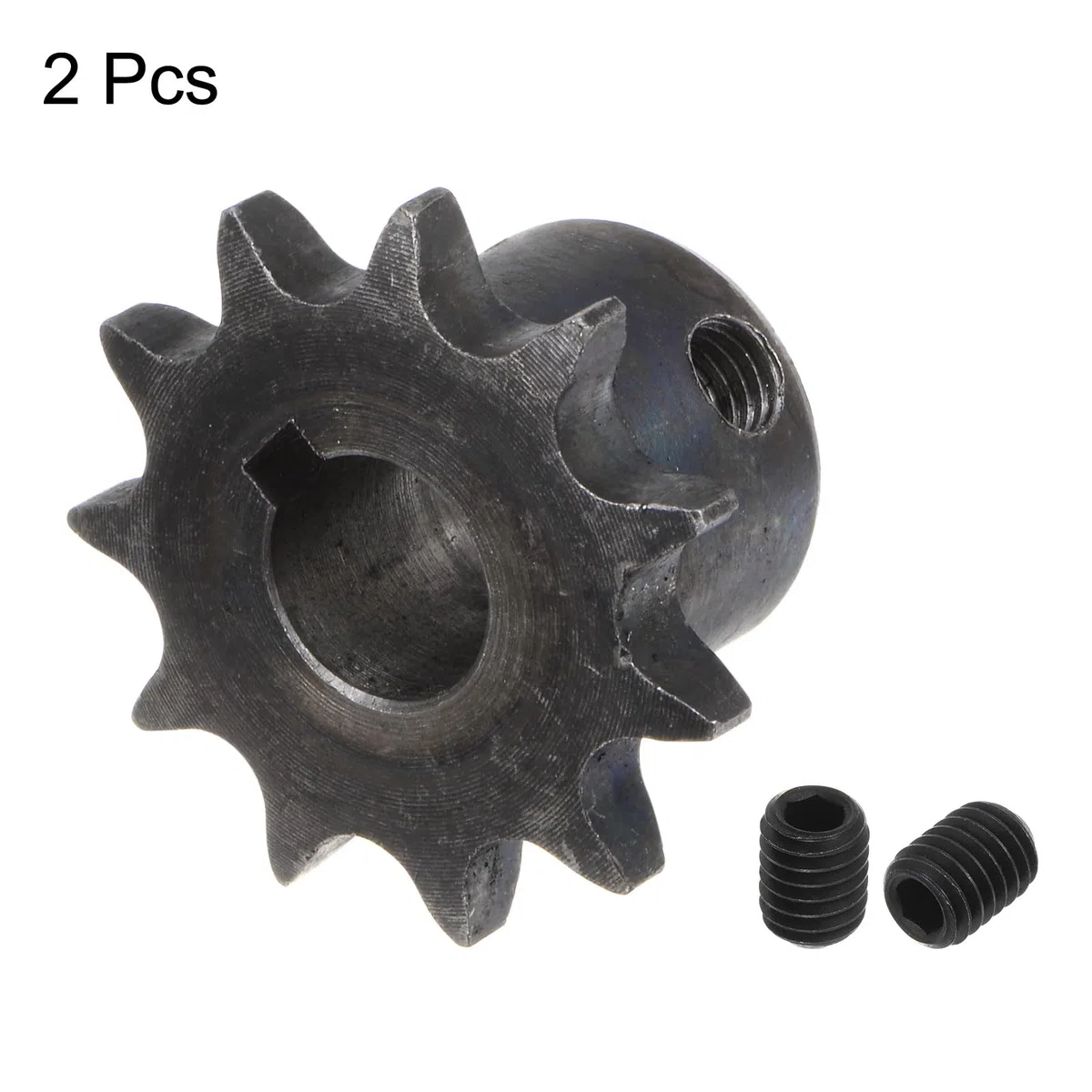 QUARKZMAN 2 Piezas Piñón de Cadena de Rodillo ISO/DIN 06B-1 Tipo B Diámetro de 12 mm Paso de 3/8" Piñón de Rodillo de una Sola Hilera de Acero A3 Endurecido con 11 Dientes