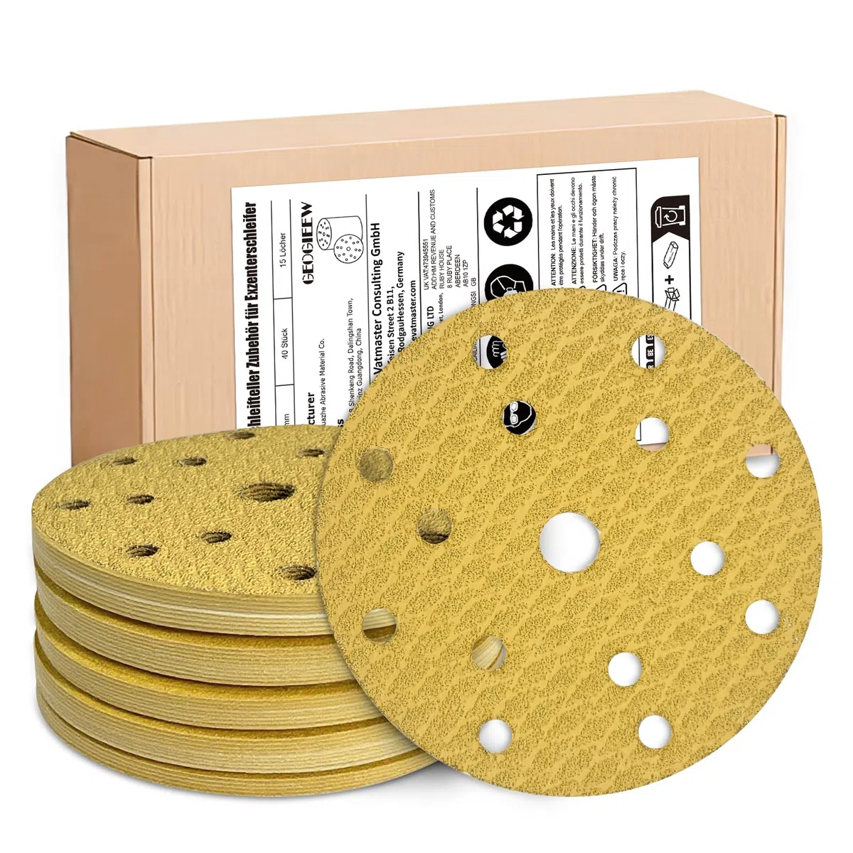 40 Piezas Discos para lijas 150mm, Grano 40, Base de Látex Antidesgarro para Mayor Durabilidad - Ideal para Lijadora Excéntrica, Orbital y Proyectos de Madera/Metal