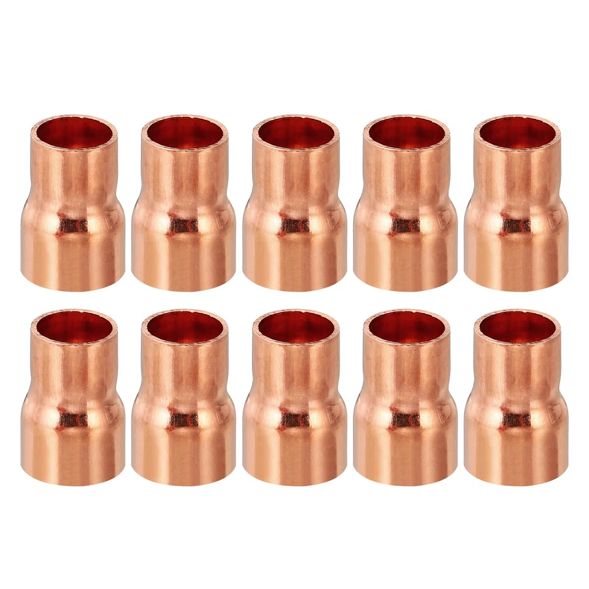 PATIKIL 12.7 a 15mm ID Reductor de Cobre, 10pcs Tubo Reducción de Cobre Accesorios de Acoplamiento de Cobre Puro 99.9% con Conexión por Sudor para Tubería Conexiones, 24.5x1mm (L*Grosor)