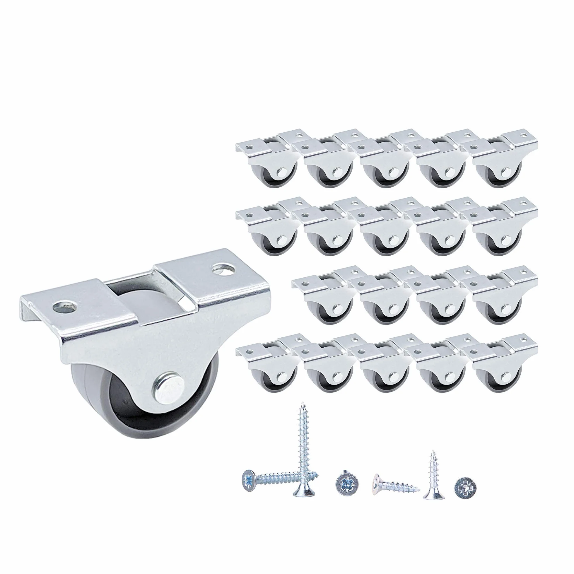 Ruedas de plástico 25 mm con montaje - Paquete de 20 unidades