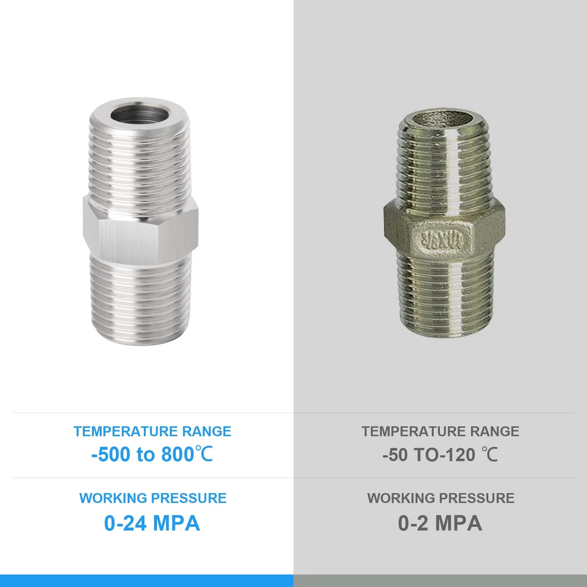 4 piezas 3/8" x 3/8" BSP SUS 304 accesorios de tubería de forja, tubería de rosca macho de 3/8" y tubería de rosca hembra