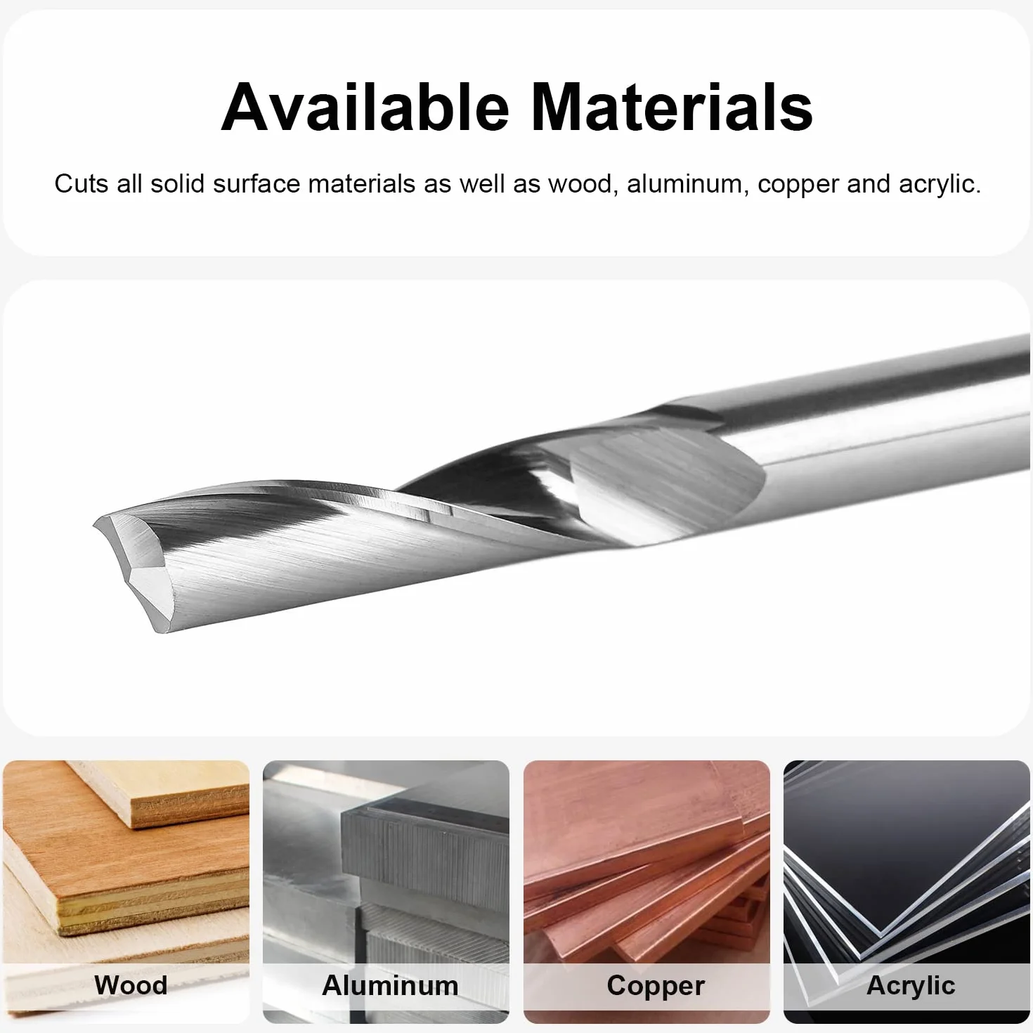 SpeTool Fresa CNC 6mm de Carburo de Tungsteno Sólido para Aluminio y Madera - Un Solo Filo, Longitud de Corte 22mm - para Latón