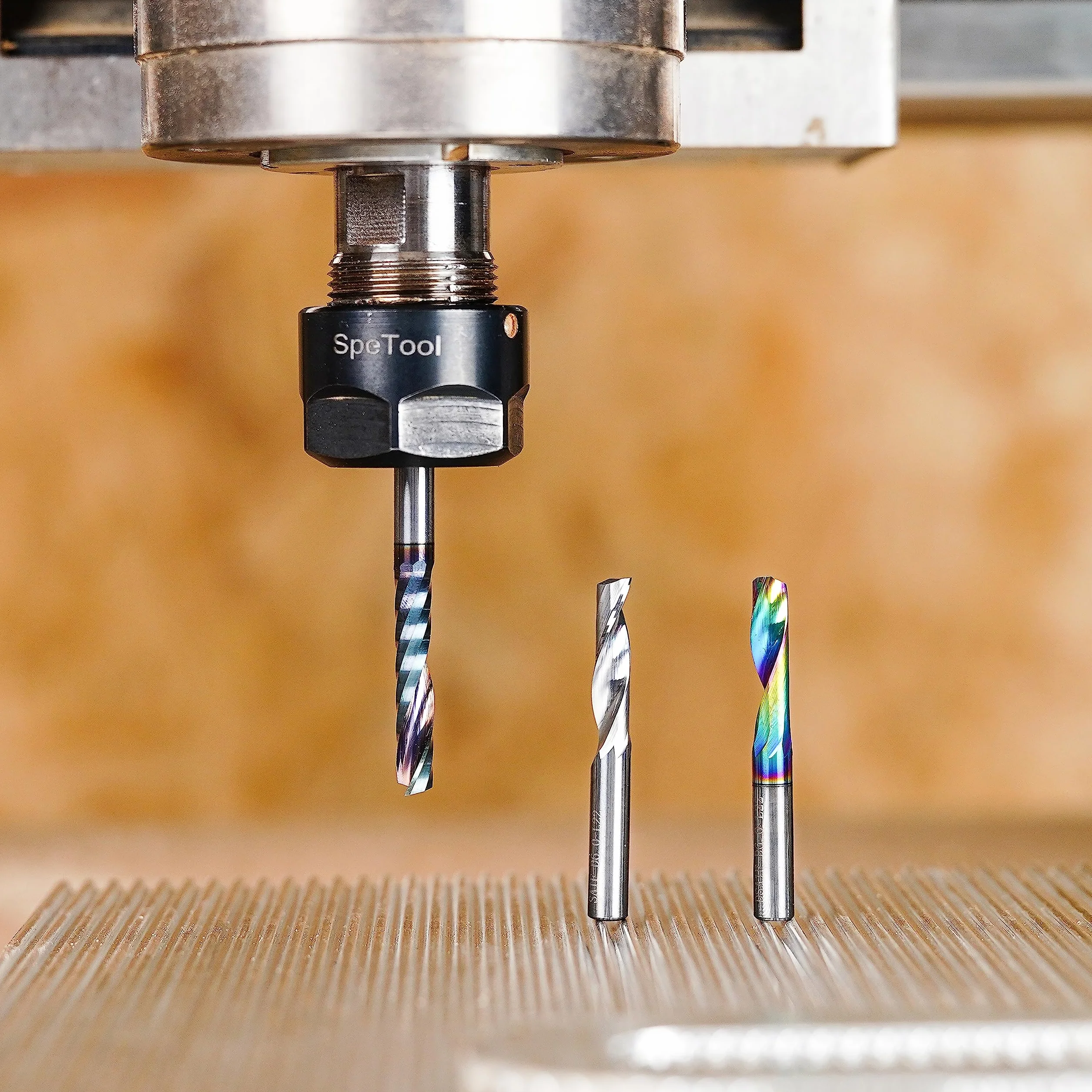SpeTool Fresa CNC 6mm de Carburo de Tungsteno Sólido para Aluminio y Madera - Un Solo Filo, Longitud de Corte 22mm - para Latón