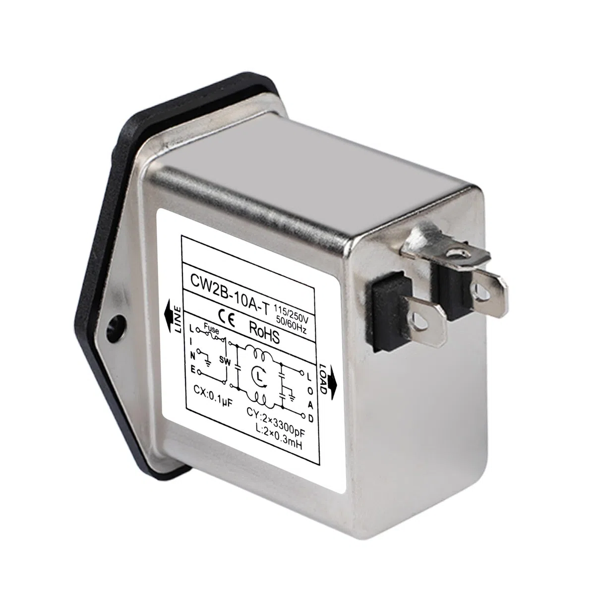 Jadeshay Filtro emi,115V/250V Filtro de Alimentación Enchufe Monofásico Filtros de Interferencia Electromagnética con Fusible para Suprimir Las Interferencias de Impulsos Continuos y Intermitentes