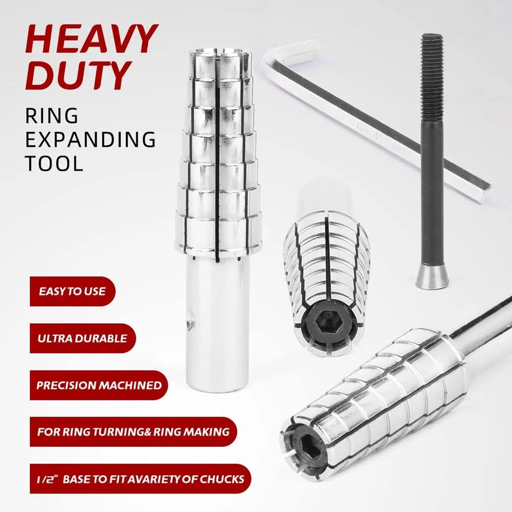 Mandril de anillo expandible de acero inoxidable con llave hexagonal, herramienta de formación de anillos resistente para torneado y fabricación de anillos 7,5-10,5