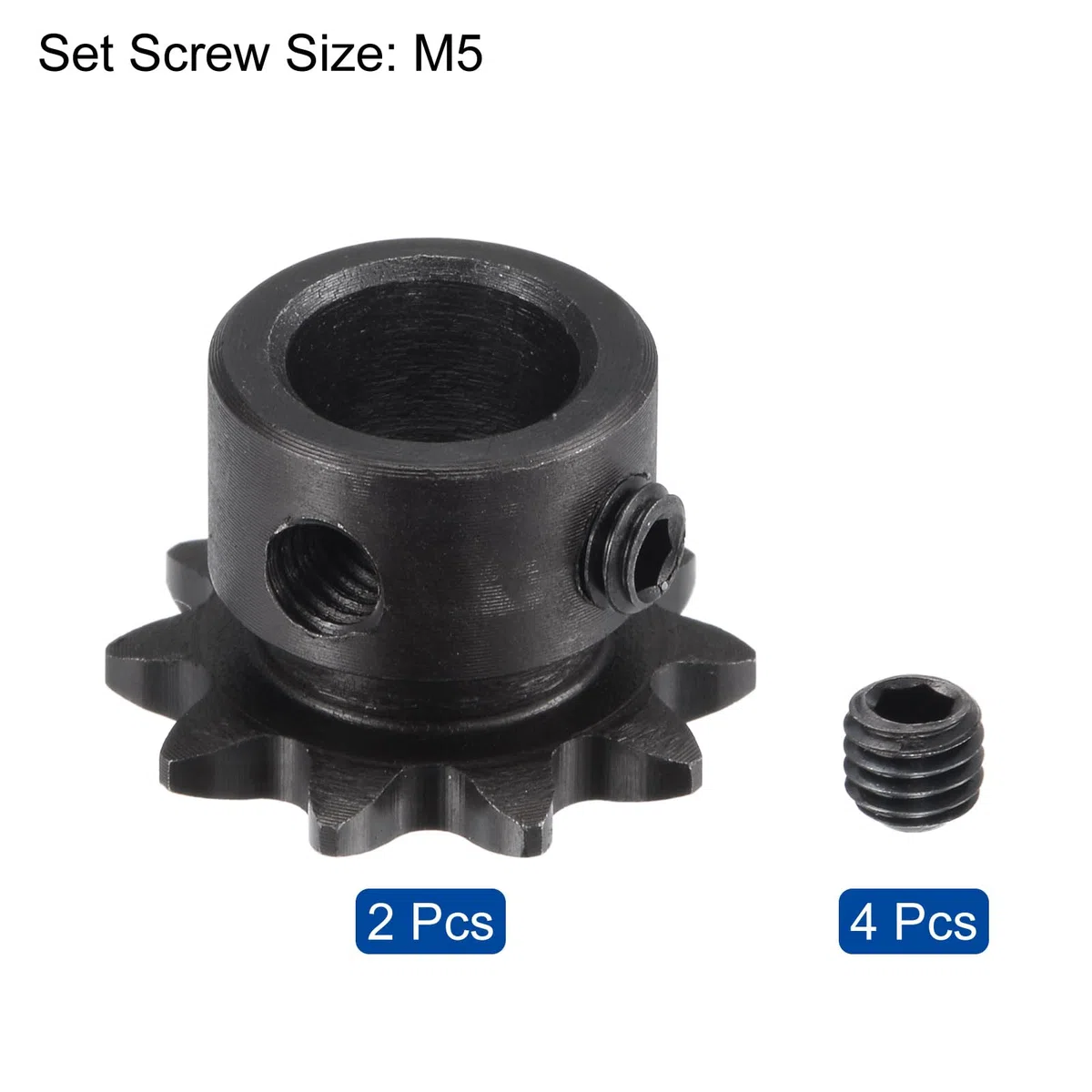 sourcing map #25 Cadena Rodillo Piñón, Orificio 10mm Paso 1/4" 10 Diente Cadena un Solo Eslabón Piñón Cadena C45 Acero Carbono 25 Piñón Cadena con Tornillos Juego para Cadena ISO 04C, 2uds