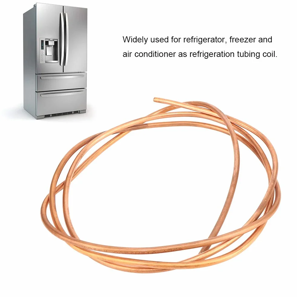 Bobina de Tubo de Cobre Blando, 6 mm Diámetro Exterior, 5 mm Diámetro Interior, 2 m Longitud, Resistencia a Corrosión y Altas Temperaturas