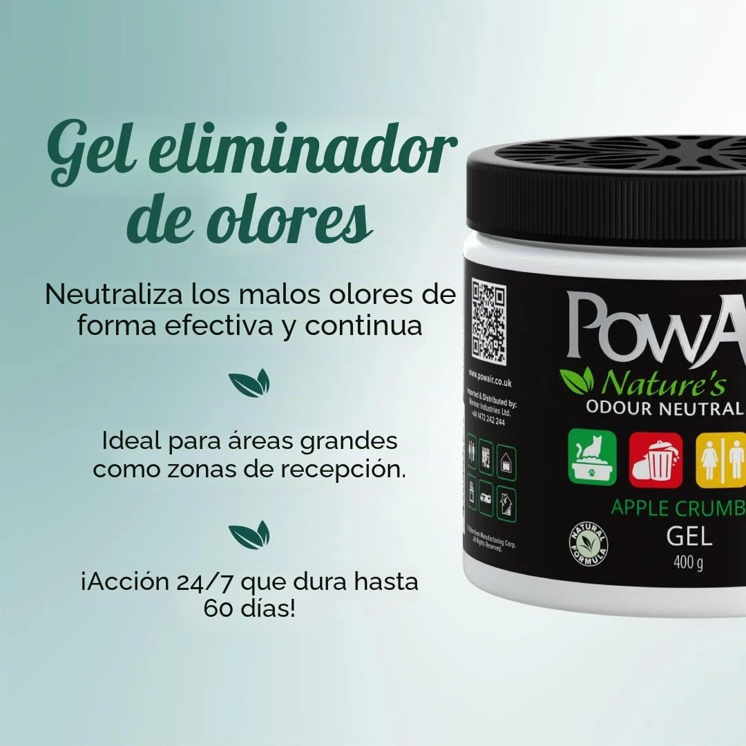 PowAir Gel – Neutralizador de olores profesional de aceites esenciales, regenera el aire en entornos domésticos, libera un agradable perfume Passion Fruit durante 500 horas | Solución en gel – 500 ml