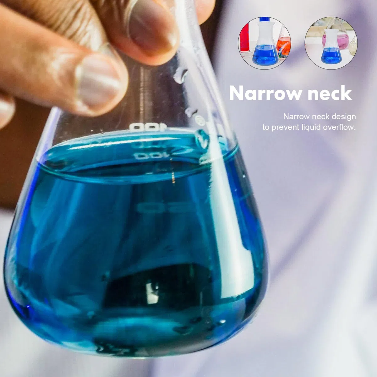 ULTECHNOVO 6piezas Frascos Erlenmeyer De Plástico Graduados Para Diseño De Cuello Estrecho Para Mezclas y Almacenamiento De Químicos De Frascos De