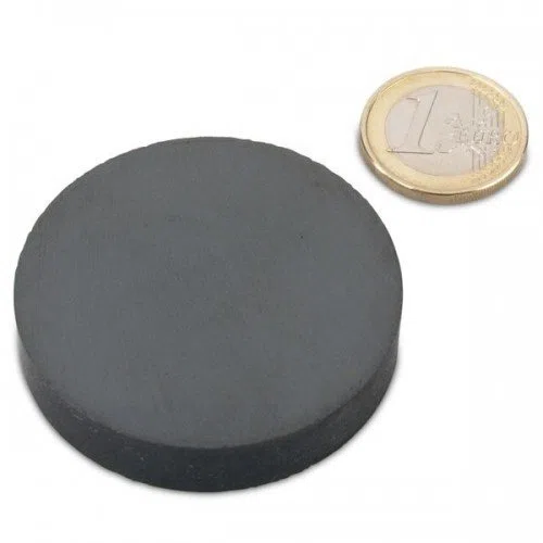 5 x Imán de disco de ferrita Imán cerámico redondo Ø 50,0 mm x 10,0 mm Y35 - sostiene 3 kg - 5 piezas