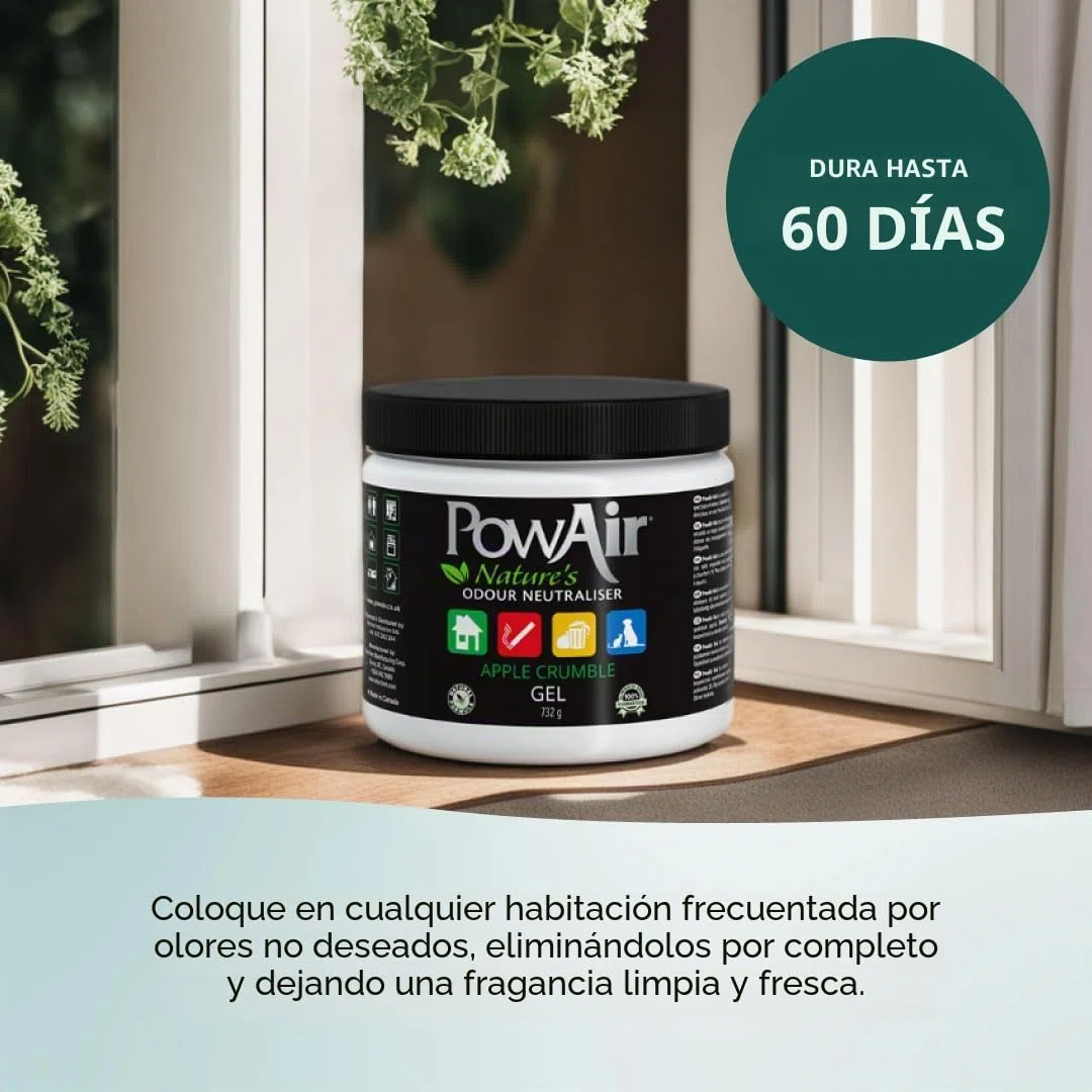 PowAir Gel – Neutralizador de olores profesional de aceites esenciales, regenera el aire en entornos domésticos, libera un agradable perfume Passion Fruit durante 500 horas | Solución en gel – 500 ml