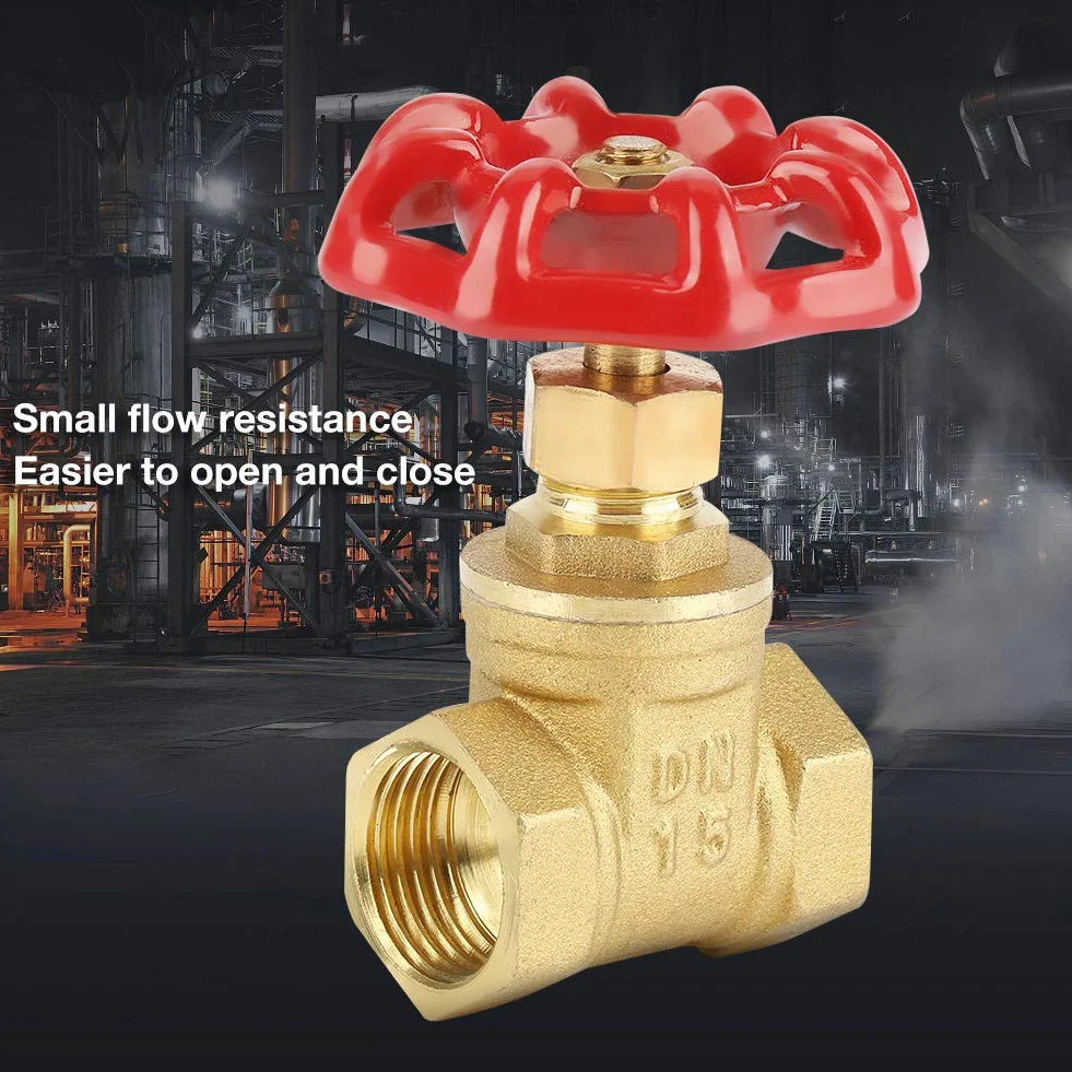 Válvula de Compuerta de Latón DN15, Válvula de Compuerta Giratoria BSPP G1/2, 232PSI para Agua, Aceite, Gas