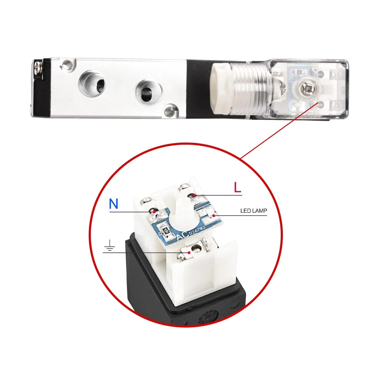 Heschen Electroválvula neumática eléctrica 4V210-08 220VAC PT1/4 5 vías 2 Posición sola bobina piloto-operado CE eléctrico con accesorios y silenciador