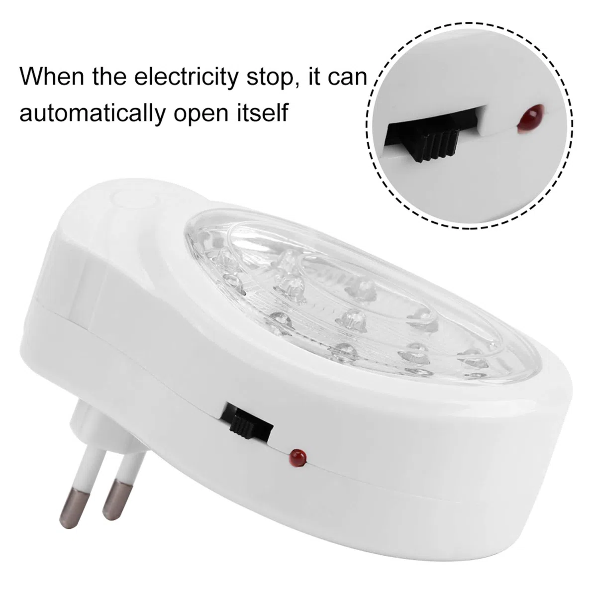 Greensen Lámpara de Luces de Emergencia para Corte de Energía Baja para Auto13, Luz de Emergencia Enchufable (Enchufe de la UE)
