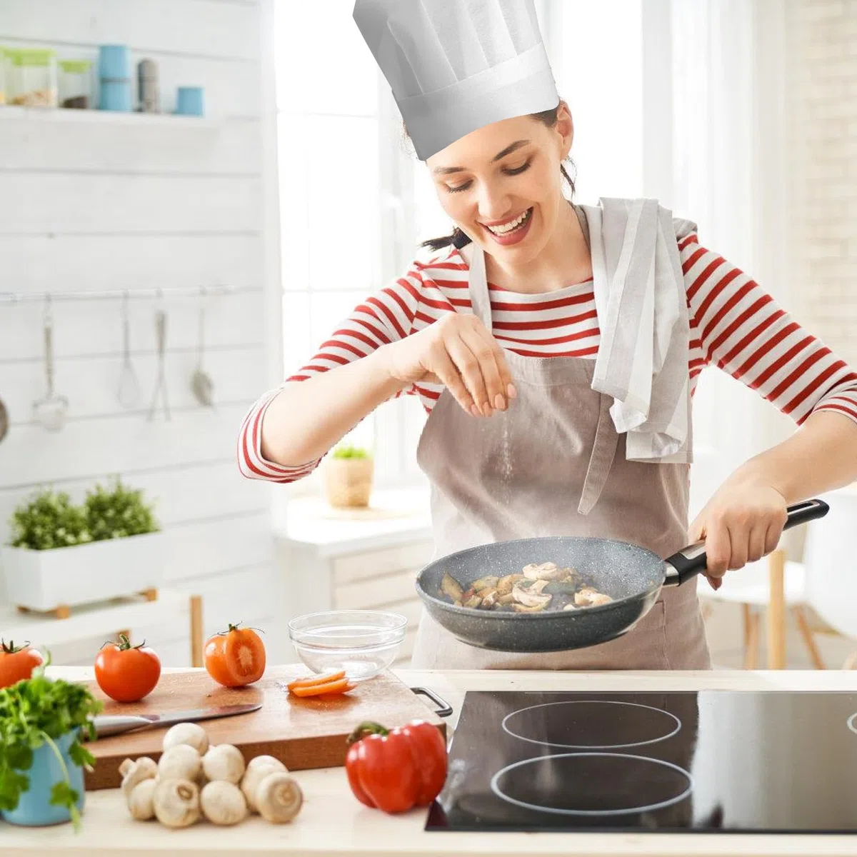 Gorros De Cocinero,20 Piezas Ajustable Gorro Chef,Sombrero De Cocinero De Papel,Sombreros De Chef De Papel,Gorro De Chef para Hombre Mujer Blanco para Cocina,Restaurante,Hogar,Catering,Doméstico