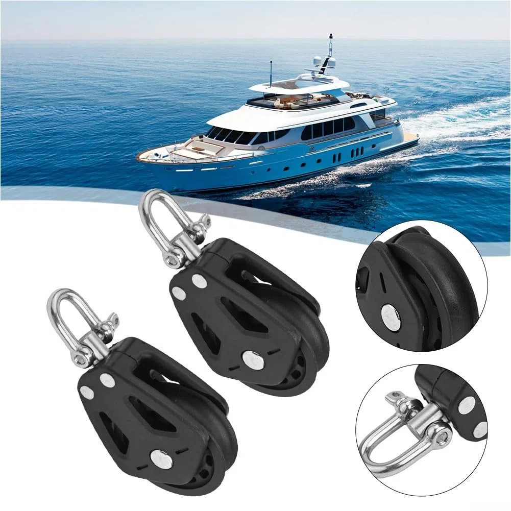 2 Poleas de nailon de alta resistencia, polea única, accesorios marinos giratorios, capacidad de carga de 460 kg, cuerda de 10 mm