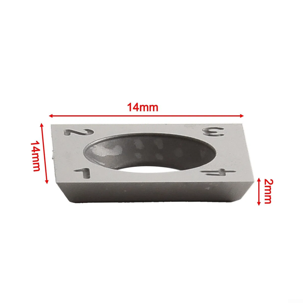 Hoja cuadrada de carburo de 14 x 14 x 2 mm para herramientas de torno de carpintería, hoja indexable, ángulo de corte de 30 grados, diseño de 4 lados, para madera ordinaria, 10 piezas, tornillos