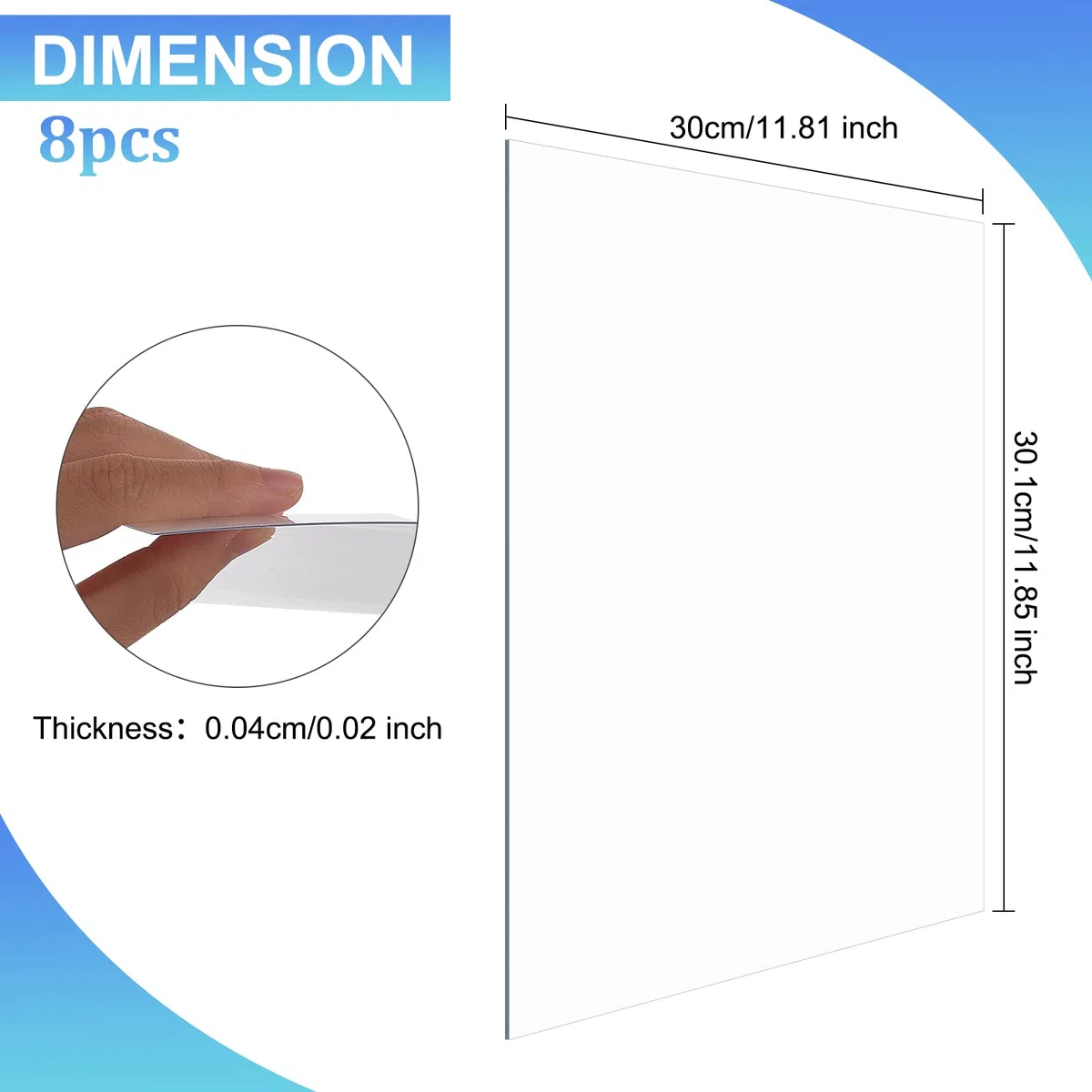 OLYCRAFT 8 láminas de plástico PET de 0.02 pulgadas gruesas transparentes flexibles para marcos de fotos placas de plástico fáciles de cortar para proyectos de arte de bricolaje 30.1 x 30 cm