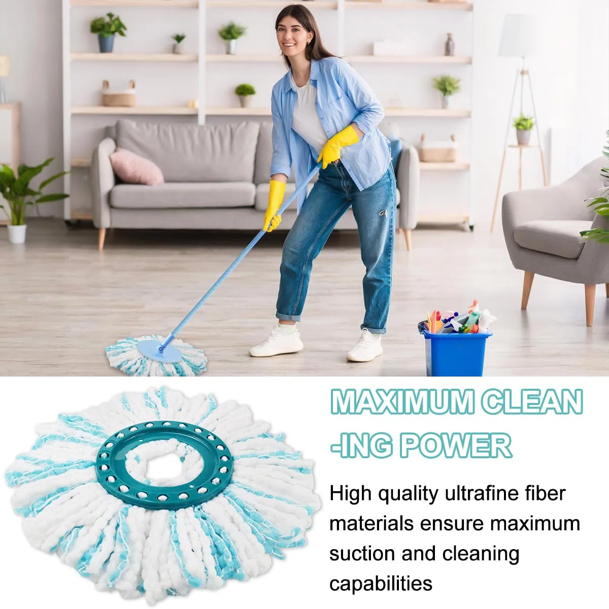 4 Piezas para Leifheit Clean Twist Disc Mop Ergo Kit, Sistema de 2 Fibras para Leifheit Recambio para Mopa, per Todo Tipo de Suelos