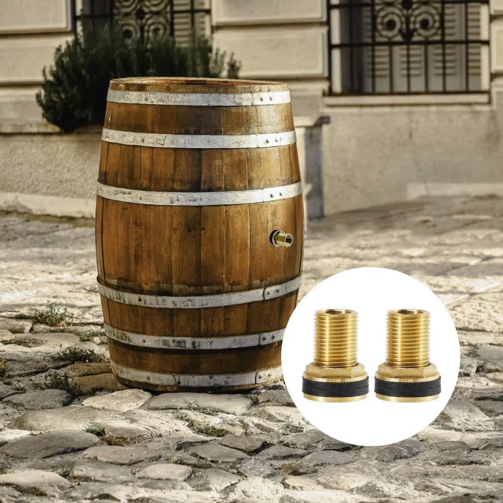2 unidades de latón para depósito de agua de lluvia, rosca exterior de 3/4 pulgadas x rosca interior de 1/2 pulgadas, incluye atornillado para el depósito, para grifos, barriles de agua y tanques de