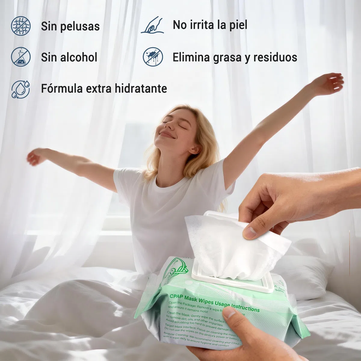 160 Toallitas de Limpieza CPAP para Máscara CPAP - Sin Alcohol, Sin Perfume, Suaves - Limpieza Sin Enjuague para Accesorios CPAP