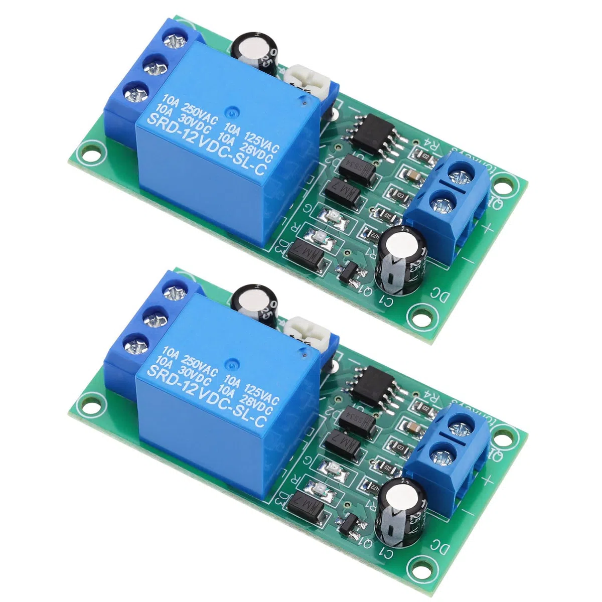 Create idea 2Pcs DC 12V Módulo de Relé de Retardo de Tiempo 55x28x18.4mm 0~60 Segundos Temporizador de Retardo Tiempo Ajustable Tablero Controlador Retardo Relé