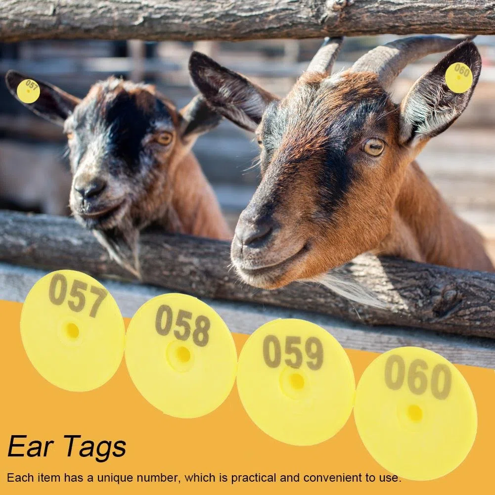 Fdit Socialme-EU Etiqueta de Oreja 100 Unids/Set de Ganado de Plástico de Ovejas de Cerdo de Carne de Vaca de Accesorios de Animales de Granja Digitales(Amarillo1)