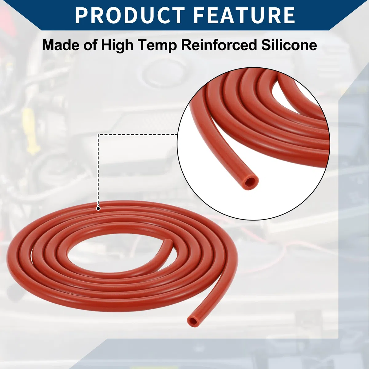 Manguera De Vacío De Silicona Para Automóviles De Temperatura 10Ft 1/4" 6mm Id 2mm De Grosor 1 Pza Roja
