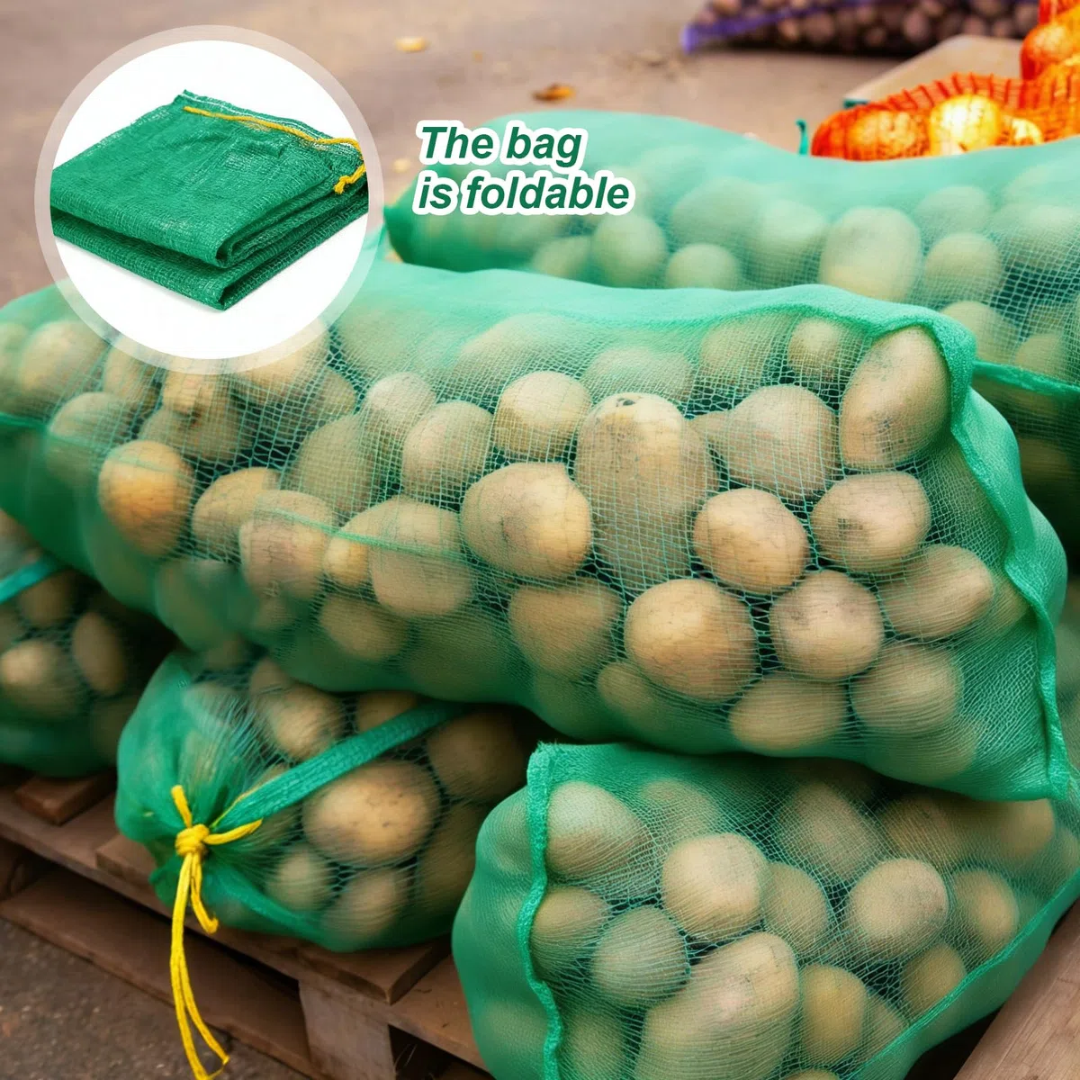 25 Saco Malla, Bolsas Patatas Pequeñas, Saco para Patatas, 20 Kg, 50 x 80 Cm. Bolsas para Manzanas, Frutas y Verduras: Papas, Manzanas, Sandía, Cebollas, Mariscos.