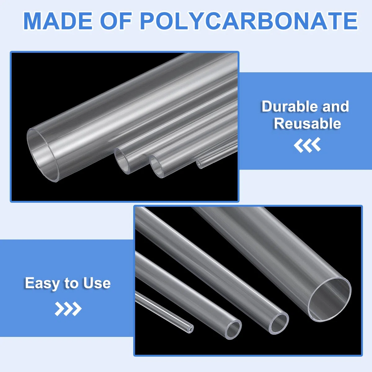 QUARKZMAN 10Pcs Tubo Plástico Transparente Rígido 2mm ID x 3mm OD, 0.5 Metros Longitud Tubos de Policarbonato para Tuberías de Agua Acuario, Sistemas de Refrigeración por Agua y Fontanería