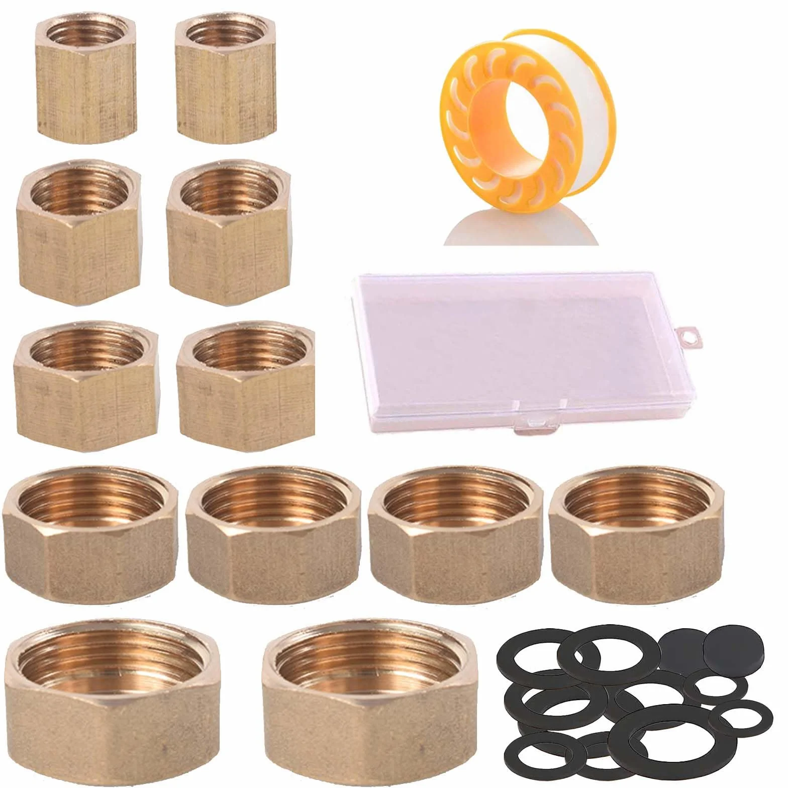 12 Piezas Tapon Grifo, Sello 3/4 Tapón Ciego 1/2 Pulgada 1/8 1/4 3/8 Pulgada Juego,Tapa Tubo Radiador para Tuberías de Agua de Jardín Al Aire Libre con Accesorios De Montaje