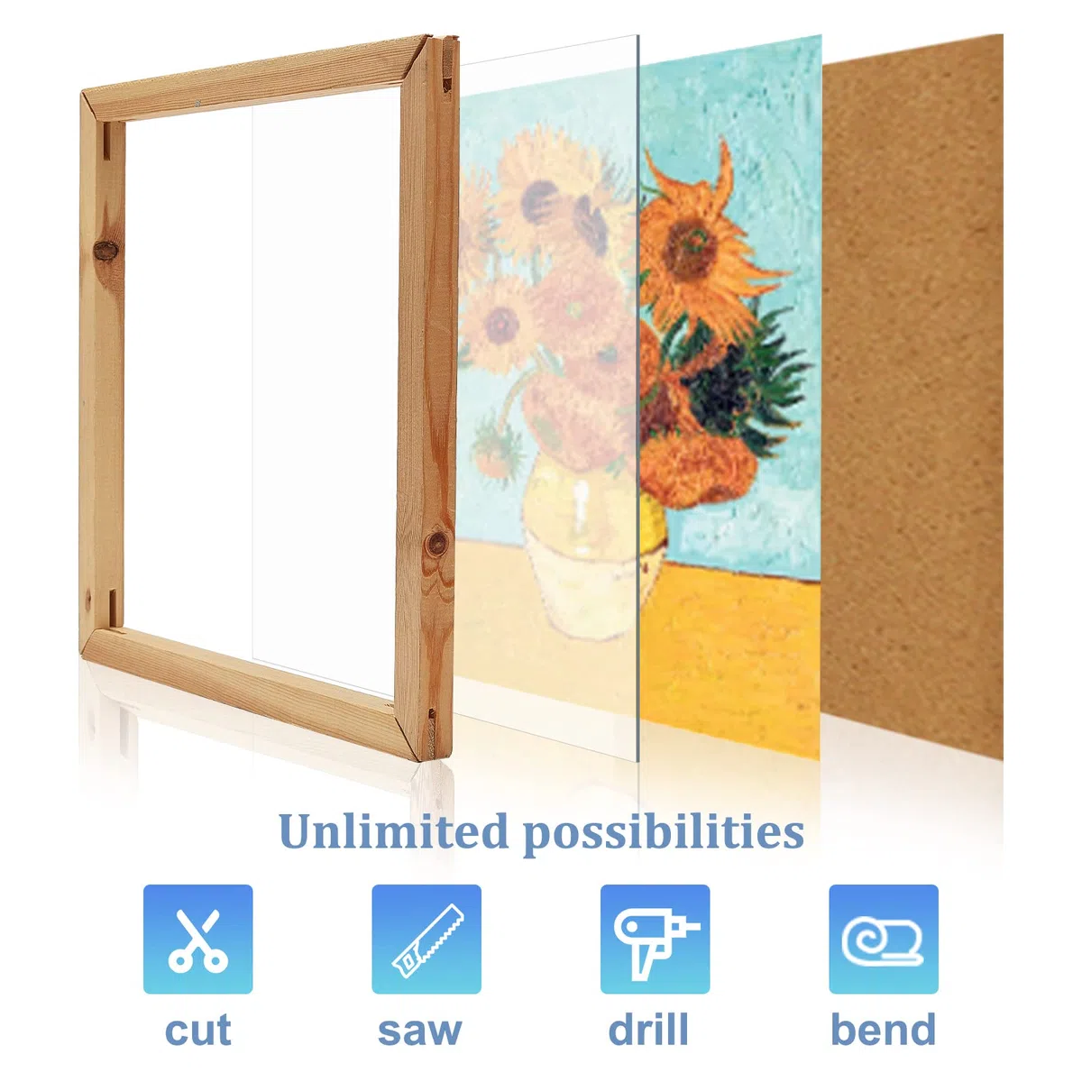 OLYCRAFT 8 láminas de plástico PET de 0.02 pulgadas gruesas transparentes flexibles para marcos de fotos placas de plástico fáciles de cortar para proyectos de arte de bricolaje 30.1 x 30 cm