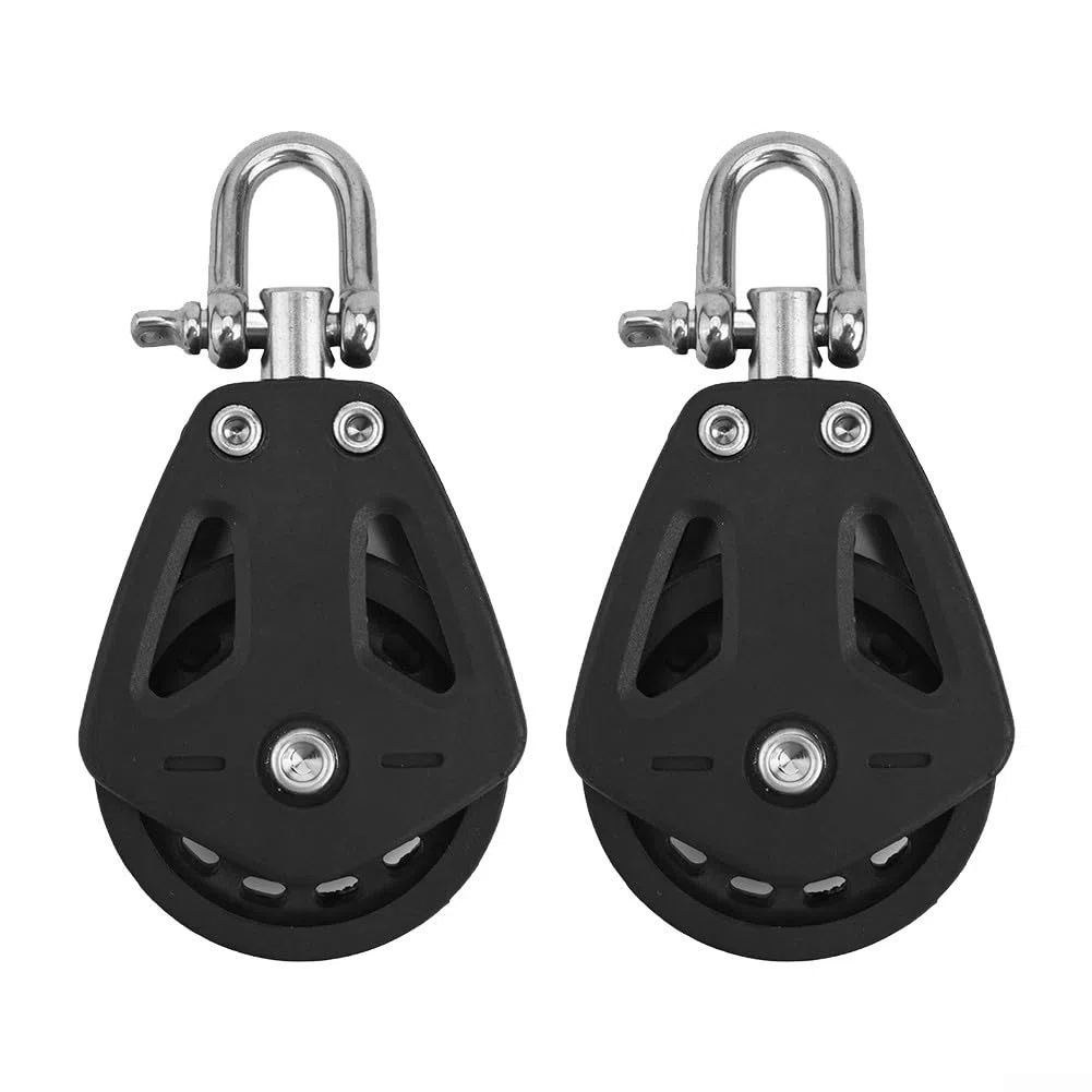 2 Poleas de nailon de alta resistencia, polea única, accesorios marinos giratorios, capacidad de carga de 460 kg, cuerda de 10 mm