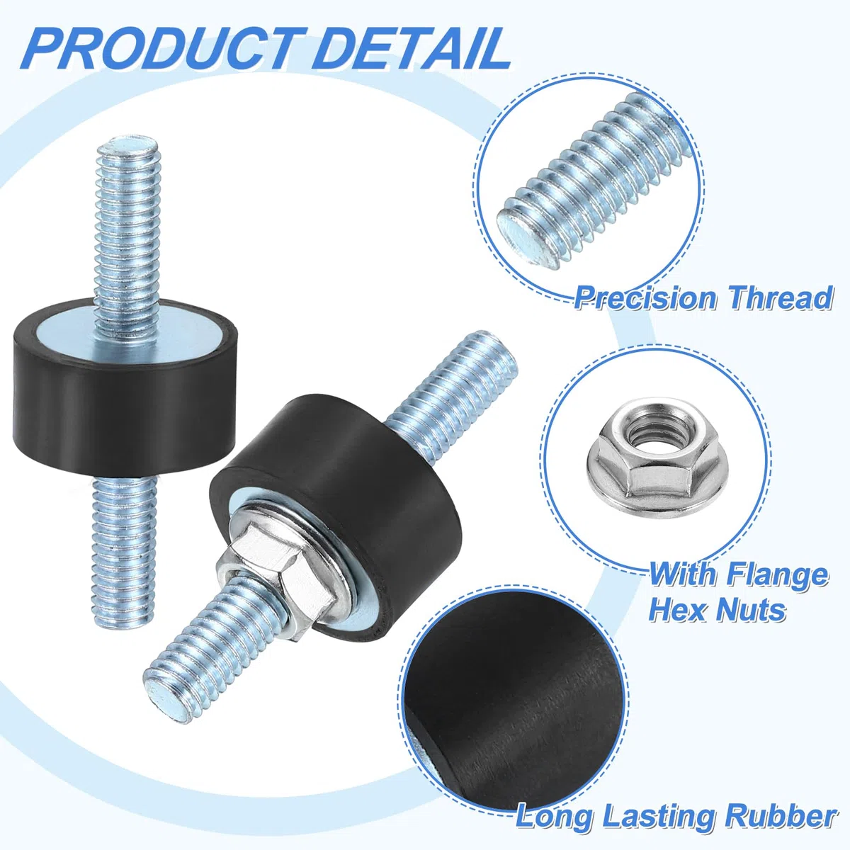 QUARKZMAN 4 Piezas De Soporte De Goma M6 X 18 Mm, 10 X 20 Mm Aislantes Antivibración Cilíndricos Con Pernos Dobles Y Tuercas Para Carretes De Coche Generadores Compresores De Aire