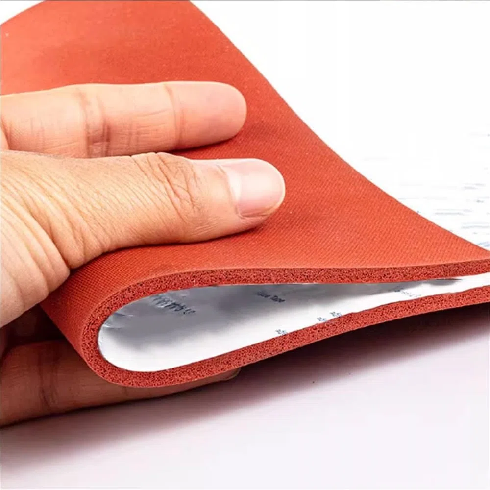 Lámina de esponja de silicona de celda cerrada de 100 mm, 500 mm y 150 mm, alfombrilla de espuma de goma de silicona roja autoadhesiva, 1 unidad(200x200x5mm)