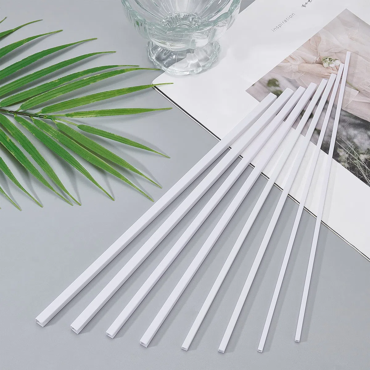 OLYCRAFT 40 piezas 4 tamaños ABS plástico tubo cuadrado 3/4/5/6mm blanco ABS plástico tubo cuadrado hueco barra cuadrada varilla de estireno para DIY mesa de arena modelo arquitectónico que hace