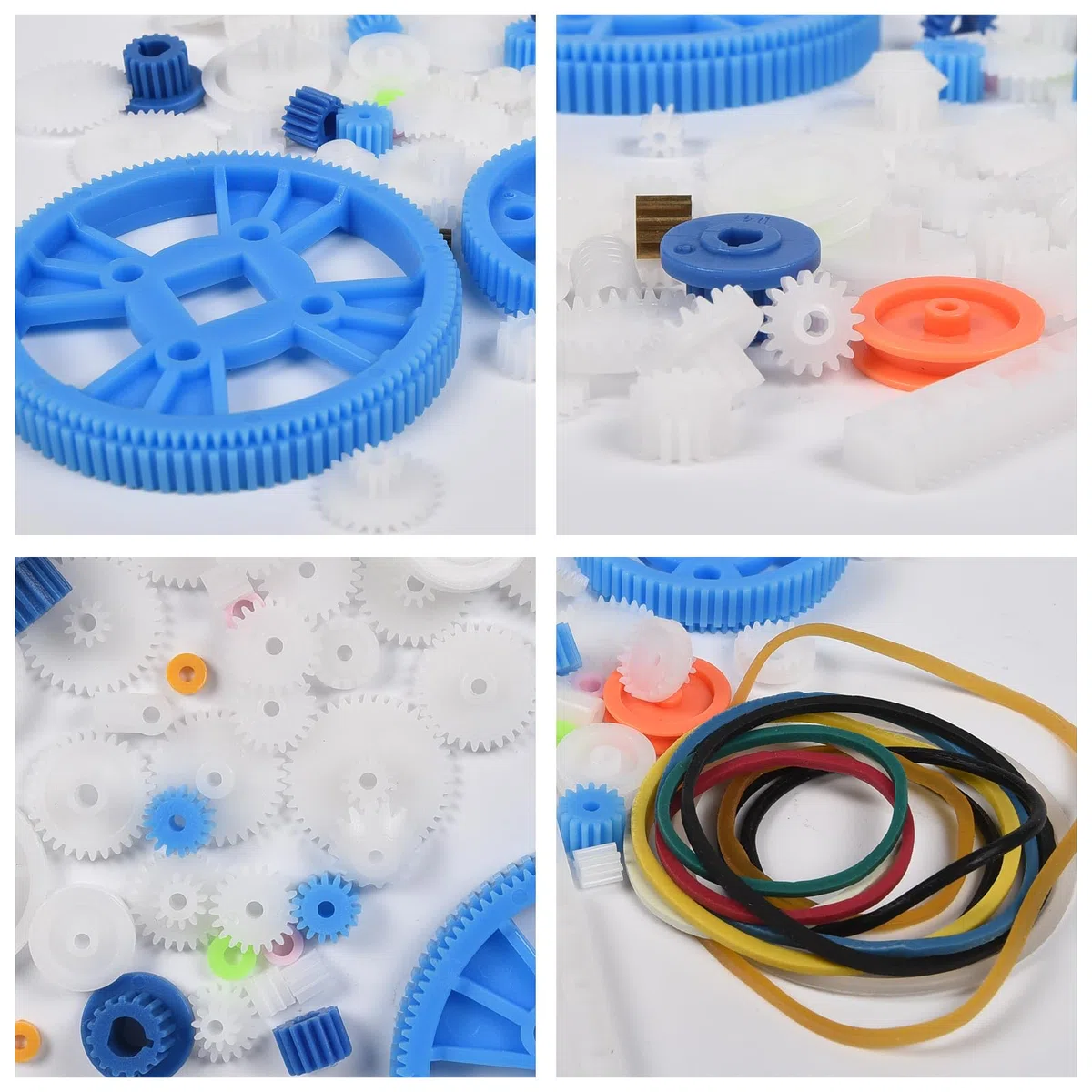 Juego de 80 engranajes de motor, polea de engranajes de plástico, mini kits de gusanos de correa, kits de gusano de correa de polea, juego de engranajes de corona, juguete de motor robot, piezas de