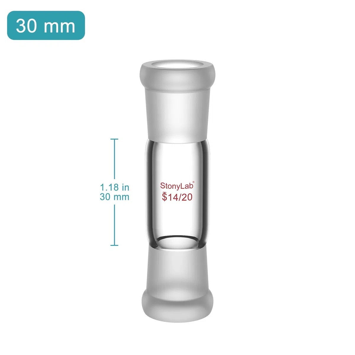stonylab Adaptador Recto de Vidrio Borosilicato, 30 mm entre Dos Juntas Exteriores 14/20 para Laboratorio