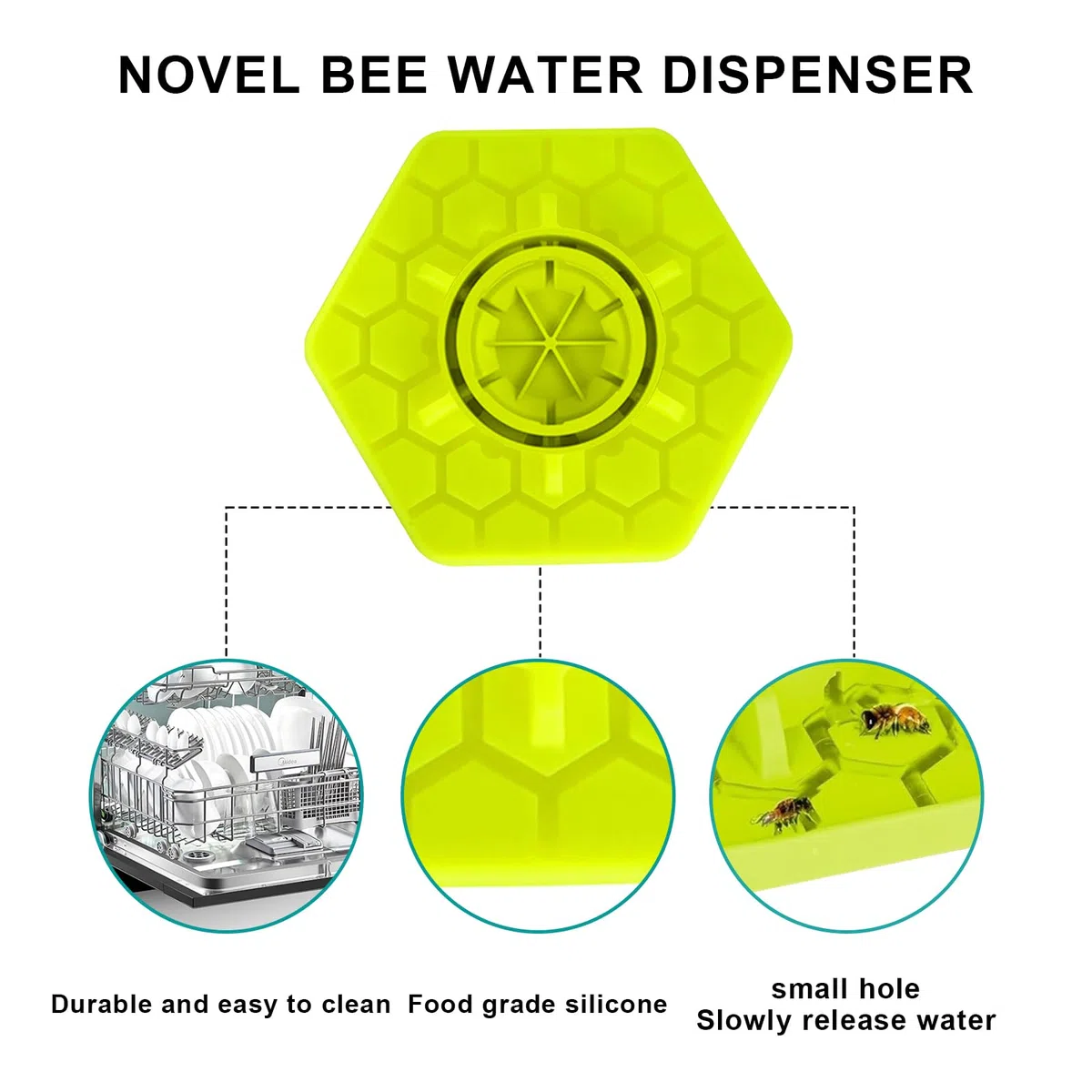 Alimentador de agua de abejas, alimentadores de abejas, accesorios para equipos de apicultores, dispensadores de agua para abejas para exteriores, jardín (verde)