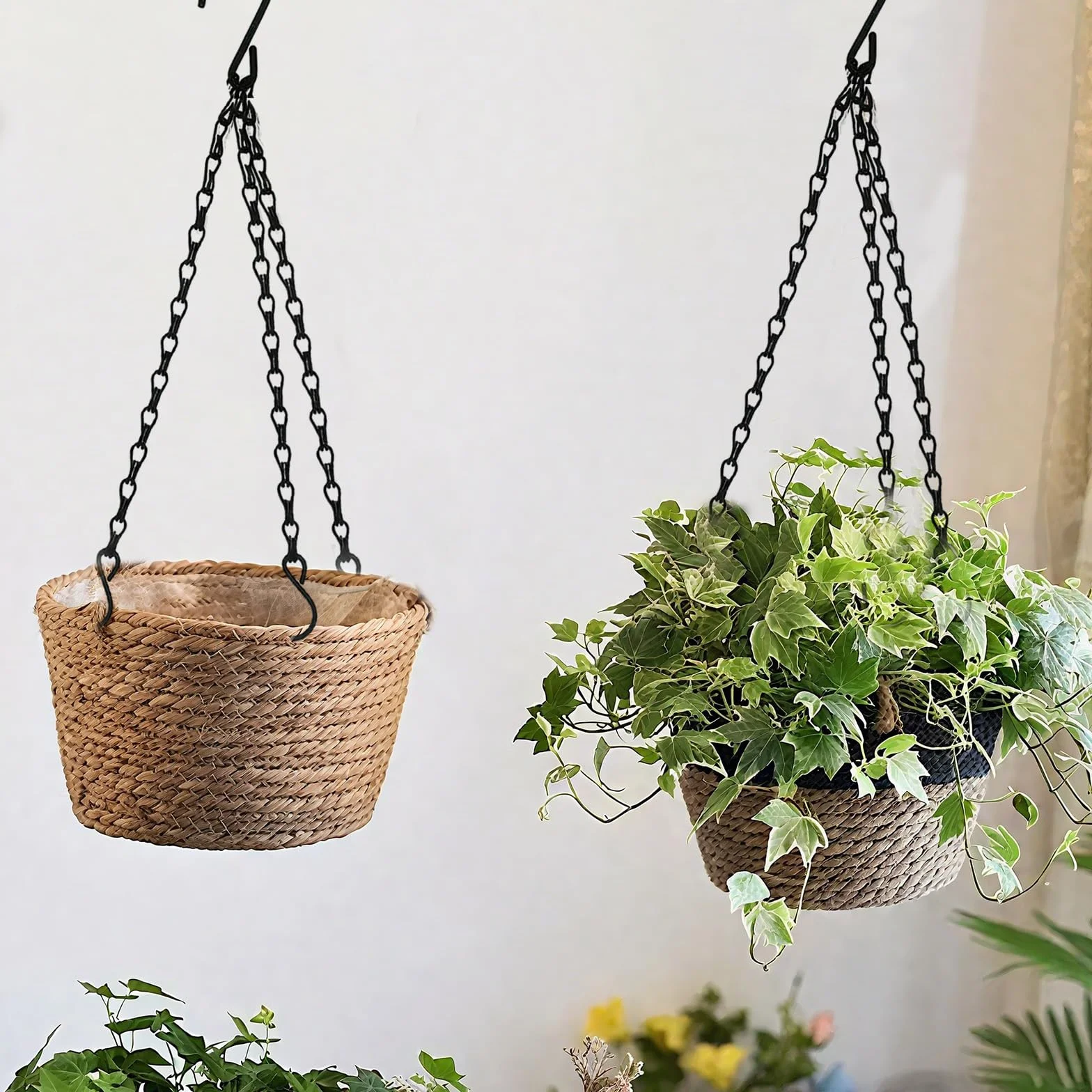 6 Piezas Hanging Basket Chains, Colgante Cadenas de Cestas 40 Cm, Cadena de Macetass con Plantas, Cadena para Colgar Macetas Negra, para Faroles, Pajareras, Publicitarios