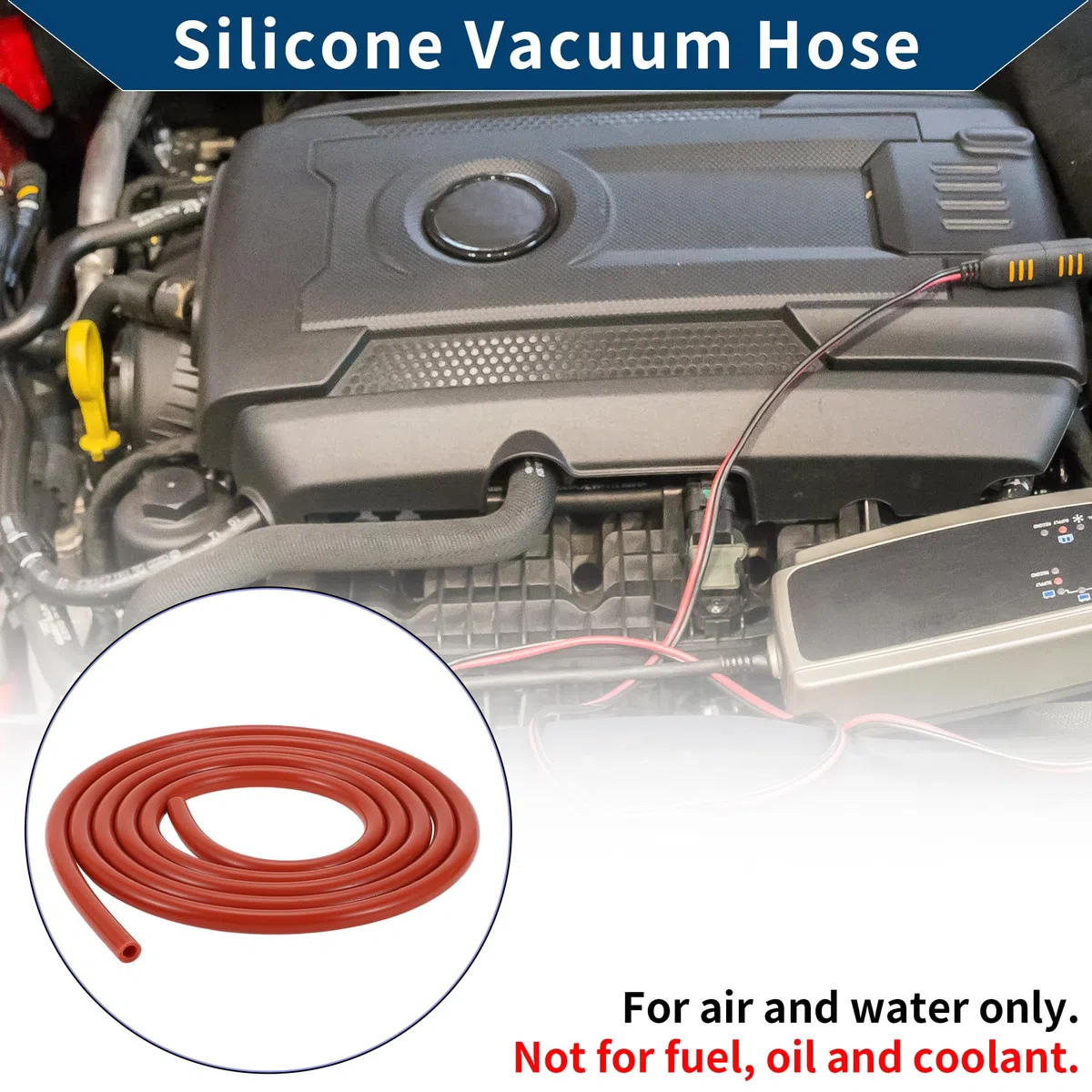 Manguera De Vacío De Silicona Para Automóviles De Temperatura 10Ft 1/4" 6mm Id 2mm De Grosor 1 Pza Roja
