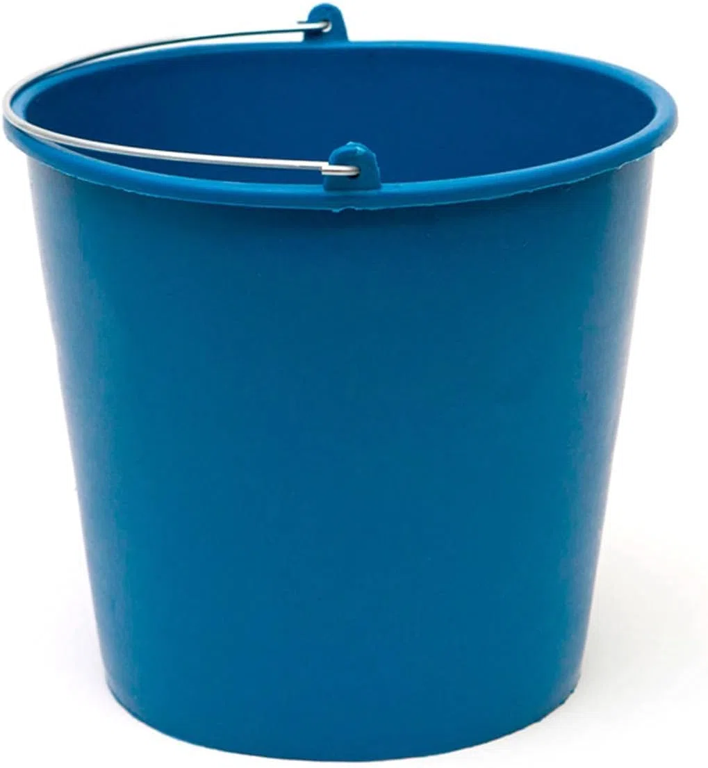 Pack de 6 Cubos de Goma Azul con Asa Metálica | 6 litros de Capacidad | 23,4 x 17,9 cm | Cubetas Multiusos para Limpieza, Uso Agrícola y Doméstico