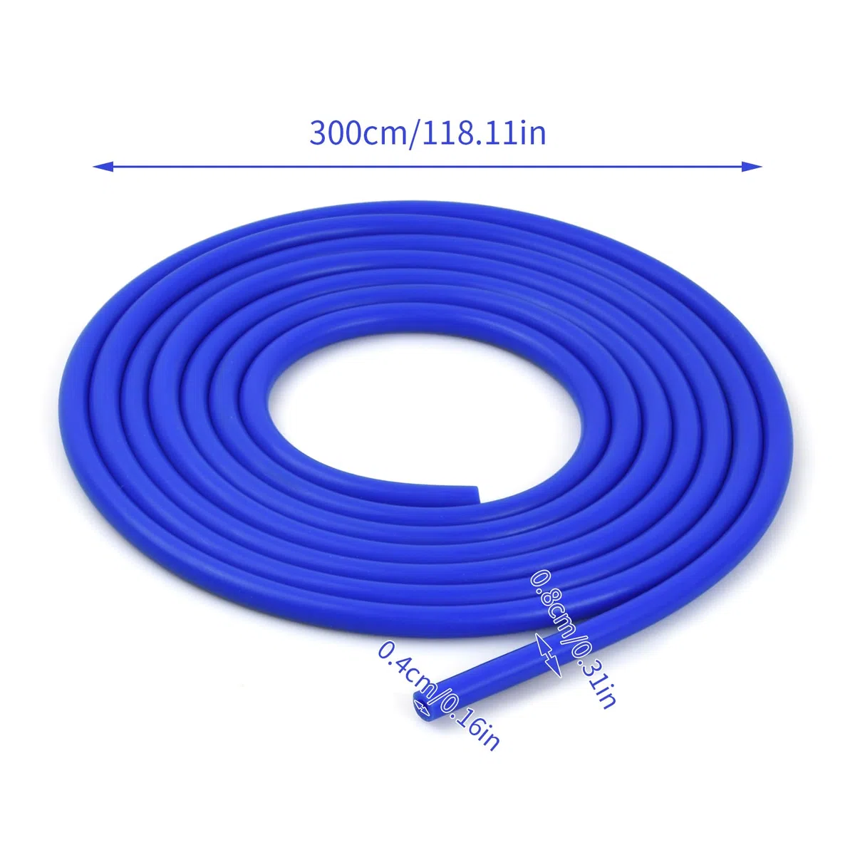 Manguera de Vacío de Silicona para Automóvil, Diámetro Interno de 4 mm y Diámetro Externo de 8 mm, Longitud de 3 Metros, Manguera de Silicona Azul