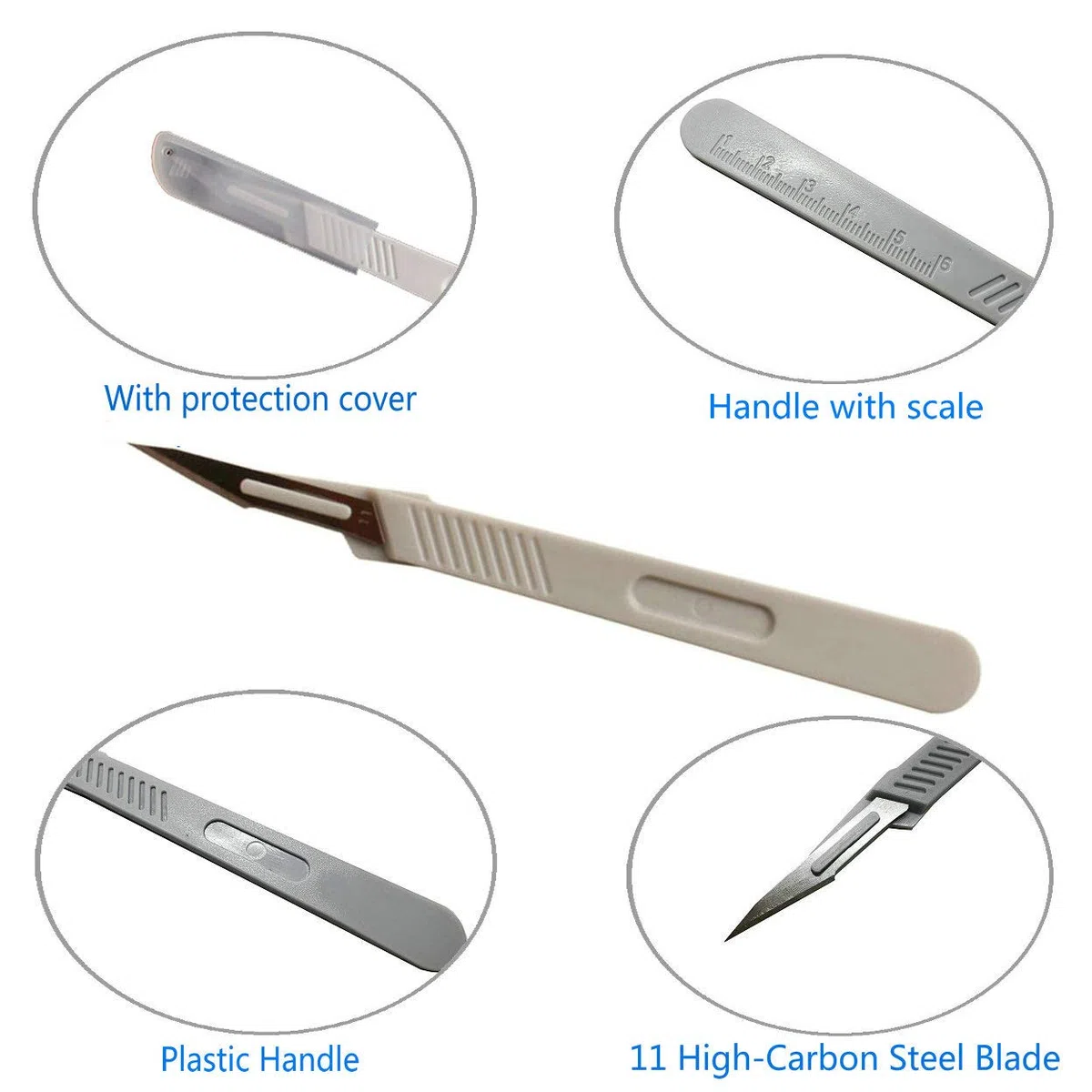 Bisturí desechable de corte medi-nº 11 para dermaplano quirúrgico, anatomía de laboratorio, tallado, artesanía, disección médica, podología (paquete de 10)
