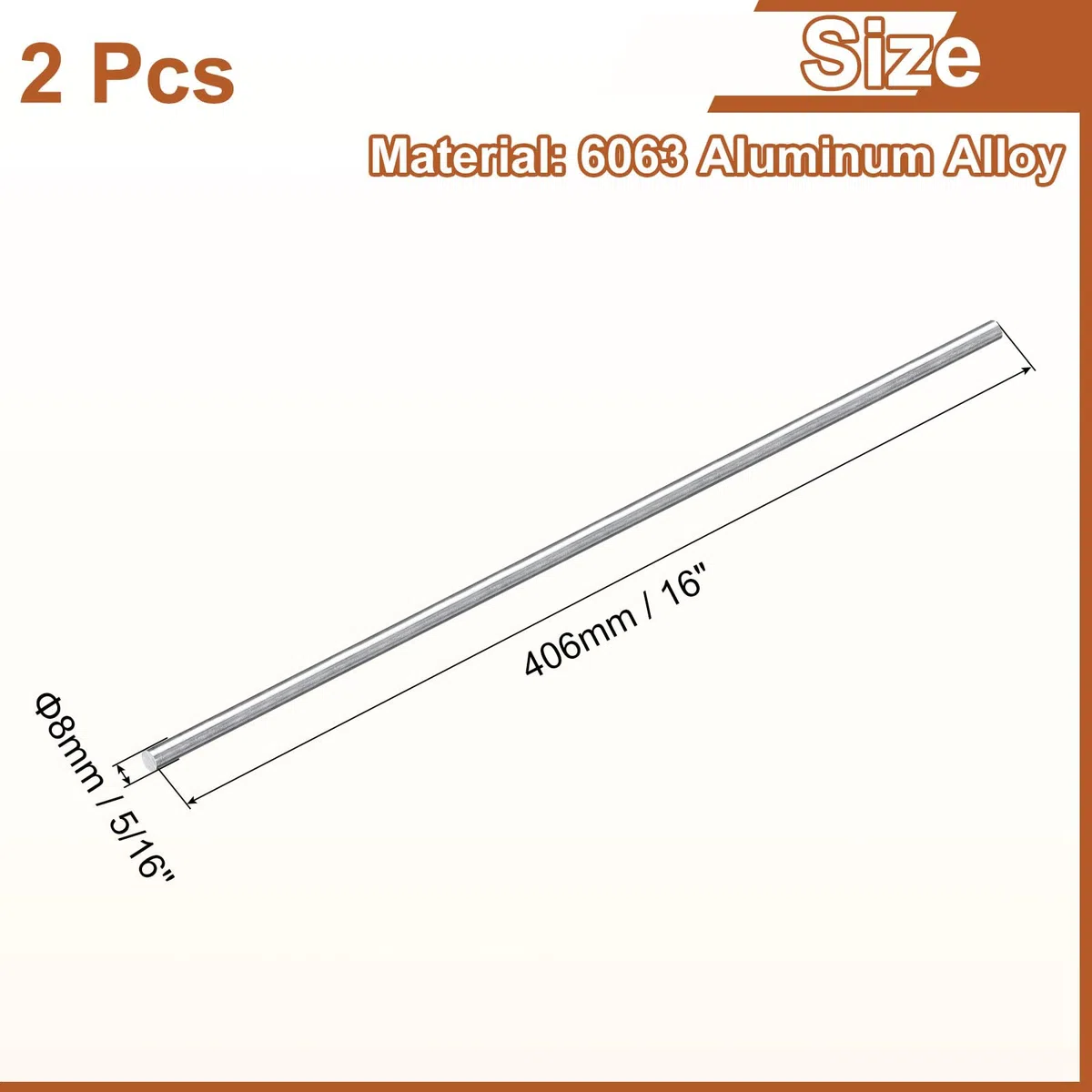 QUARKZMAN 2 Piezas Varilla Redonda Aluminio 5/16"(8mm) Diámetro, 16"(406mm) Largo, Varilla Redonda Aluminio 6063 Sólida Para Stock Torno Para Construcción Industrial Manualidades DIY
