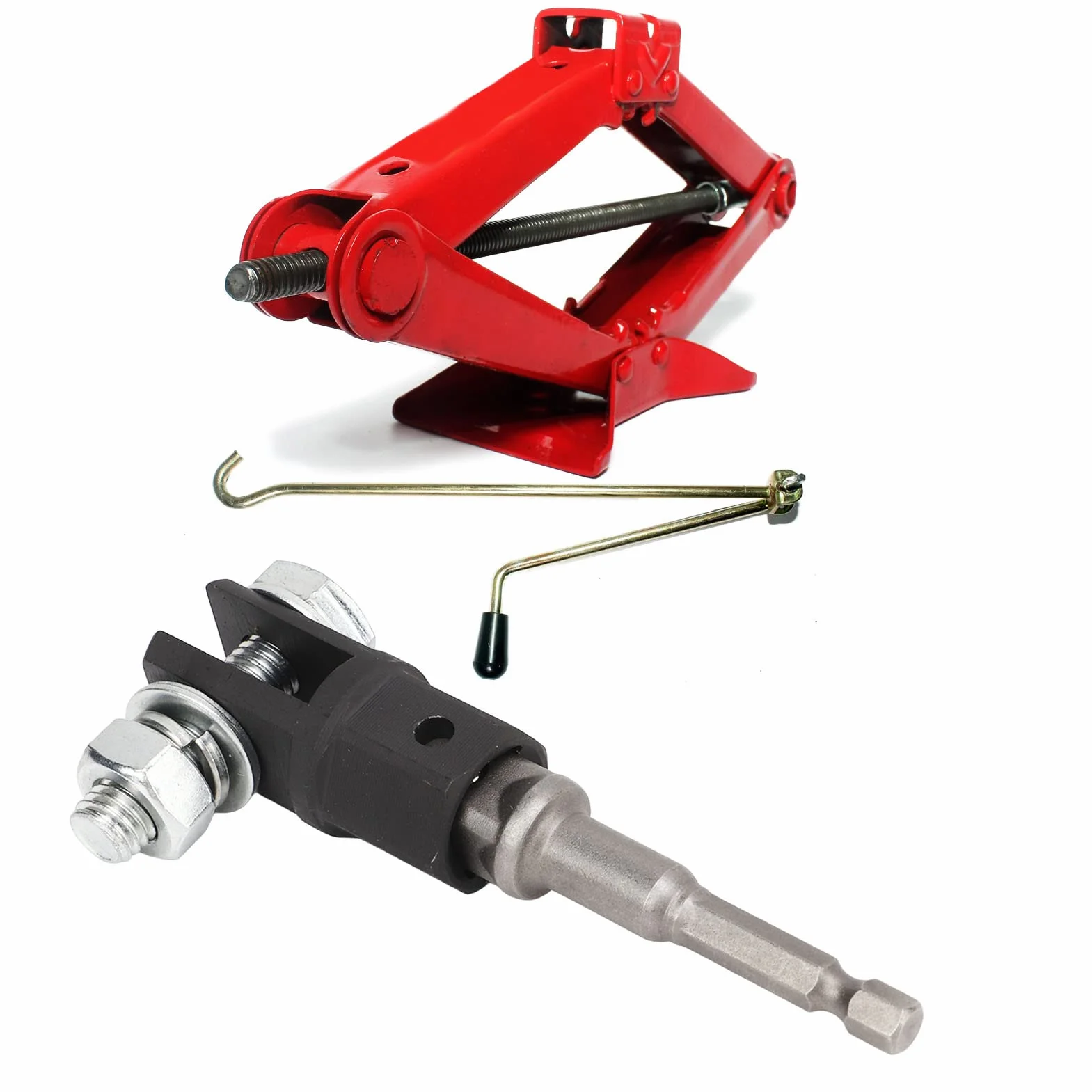 Akozon Adaptador de Gato de Tijera, Adaptador de Gato de Tijera para Automóvil de 1/2 Pulgada Adaptador de Taladro de Zócalo de Gato de Tijera para Gatos de Tijera de Anillo o de
