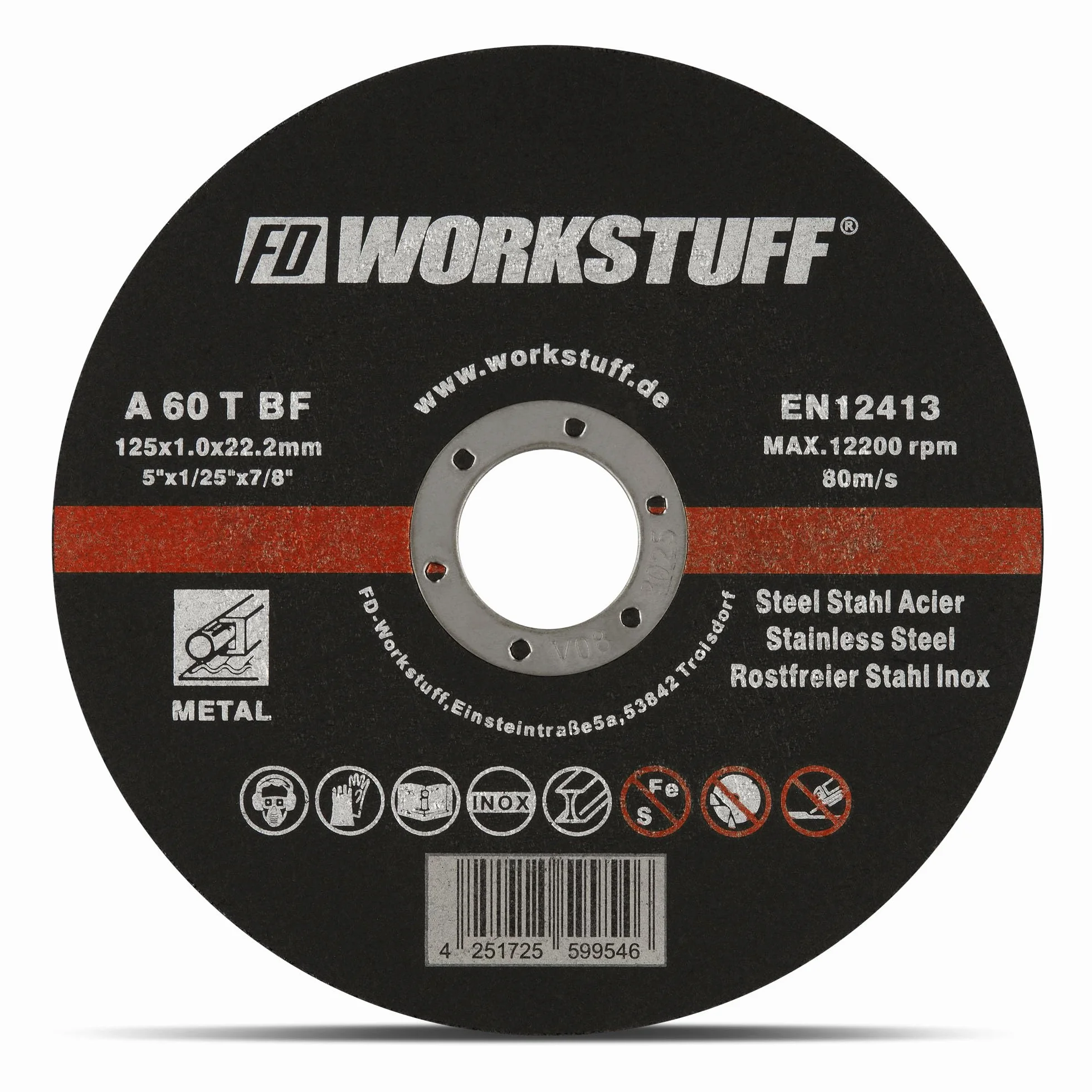 Fd-Workstuff | Discos de corte profesionales | 20 piezas | Ø 115 mm, 1 mm de grosor | para amoladoras flexibles, de corte y angulares | acero inoxidable | discos de corte | discos flexibles